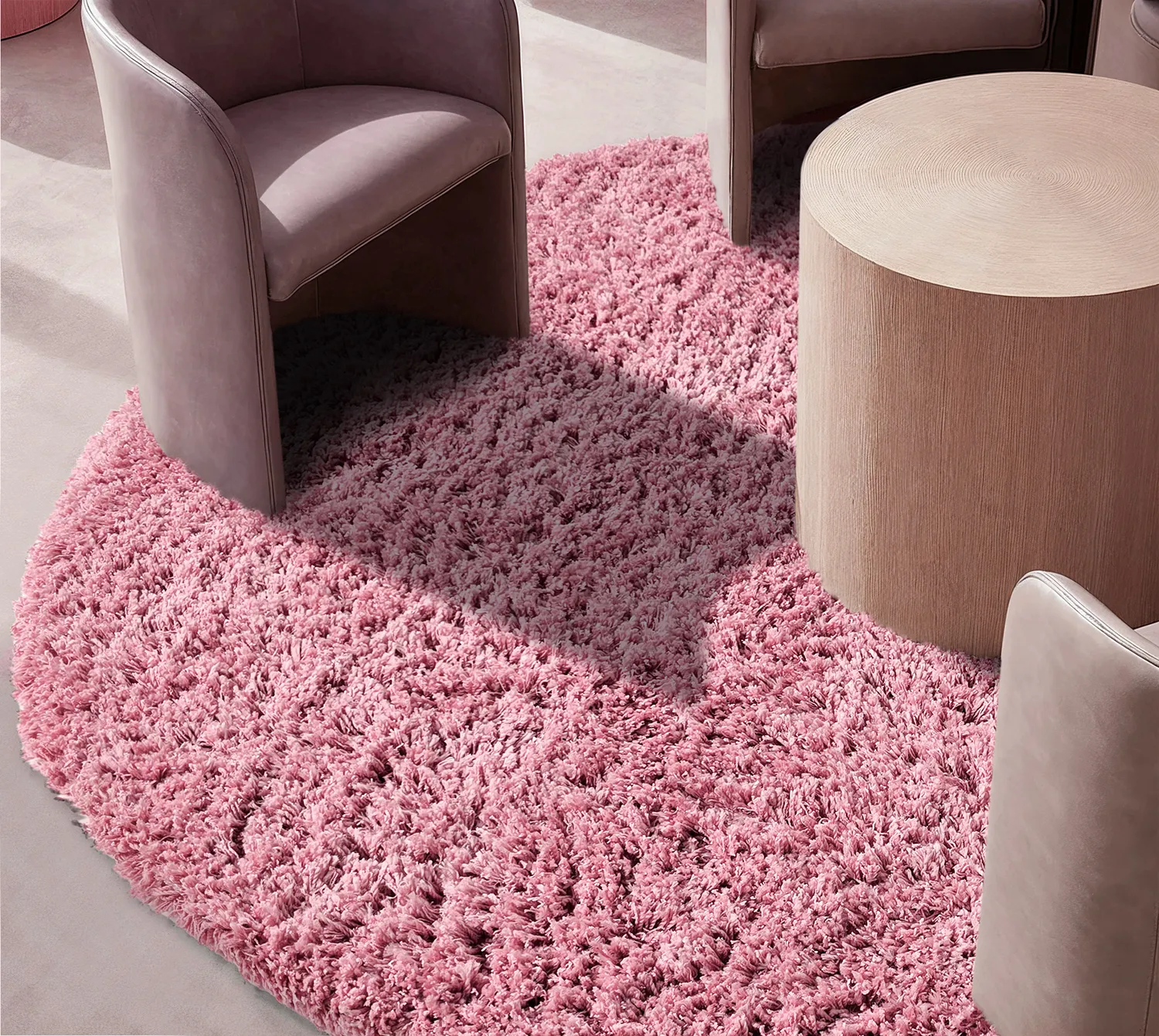 Pyöreät matot - Combarro Solid Cotton Shaggy (vaaleanpunainen)