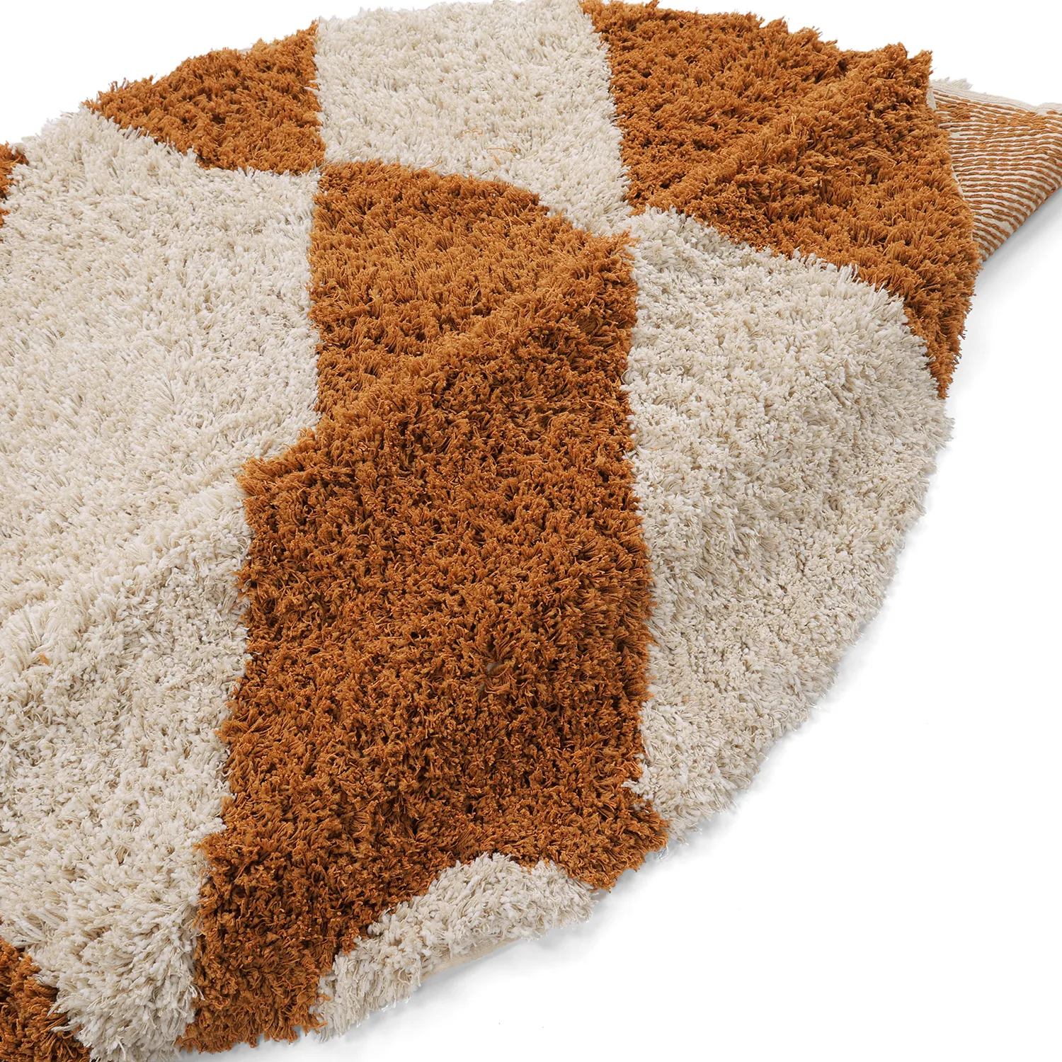 Pyöreät matot - Kalymnos Natural Cotton Shaggy (luonnonvalkoinen/okra)