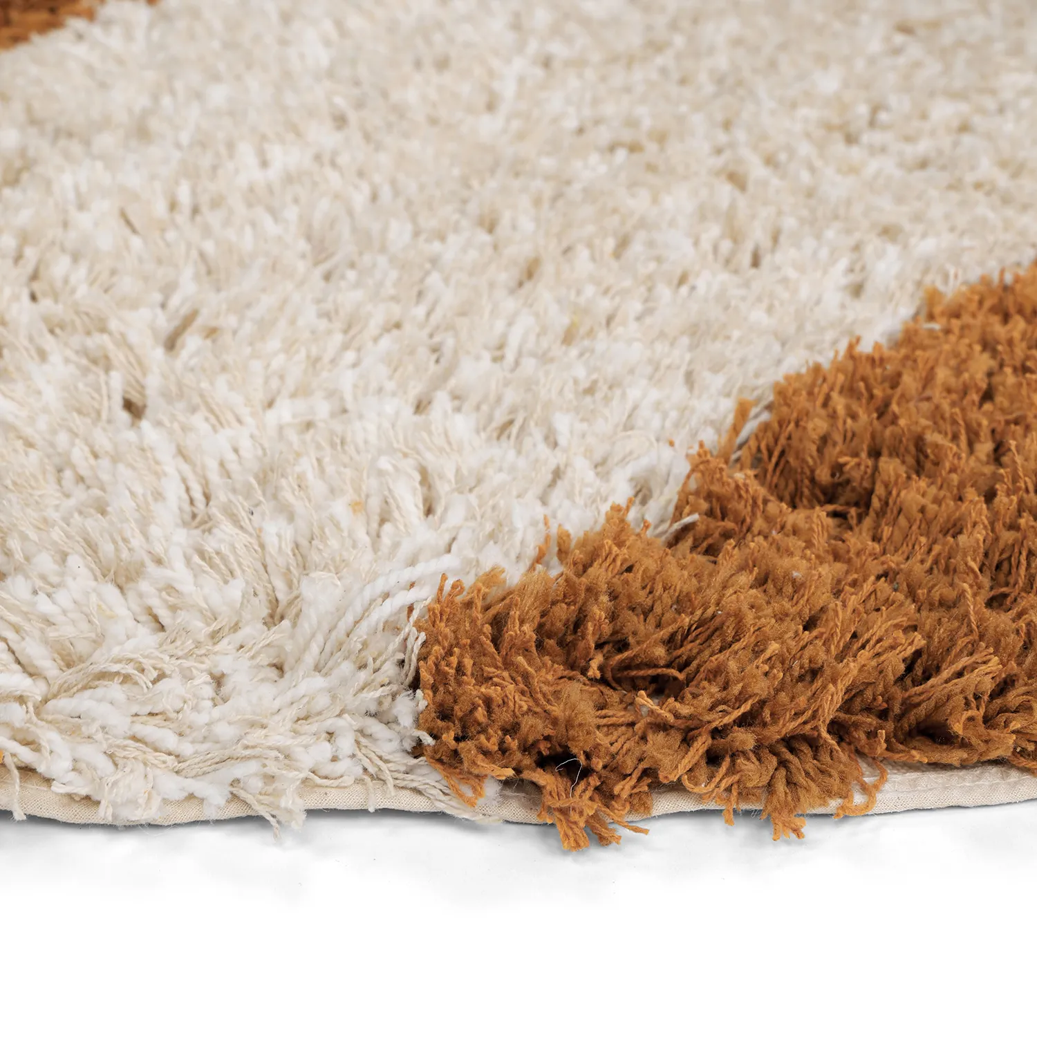 Pyöreät matot - Kalymnos Natural Cotton Shaggy (luonnonvalkoinen/okra)