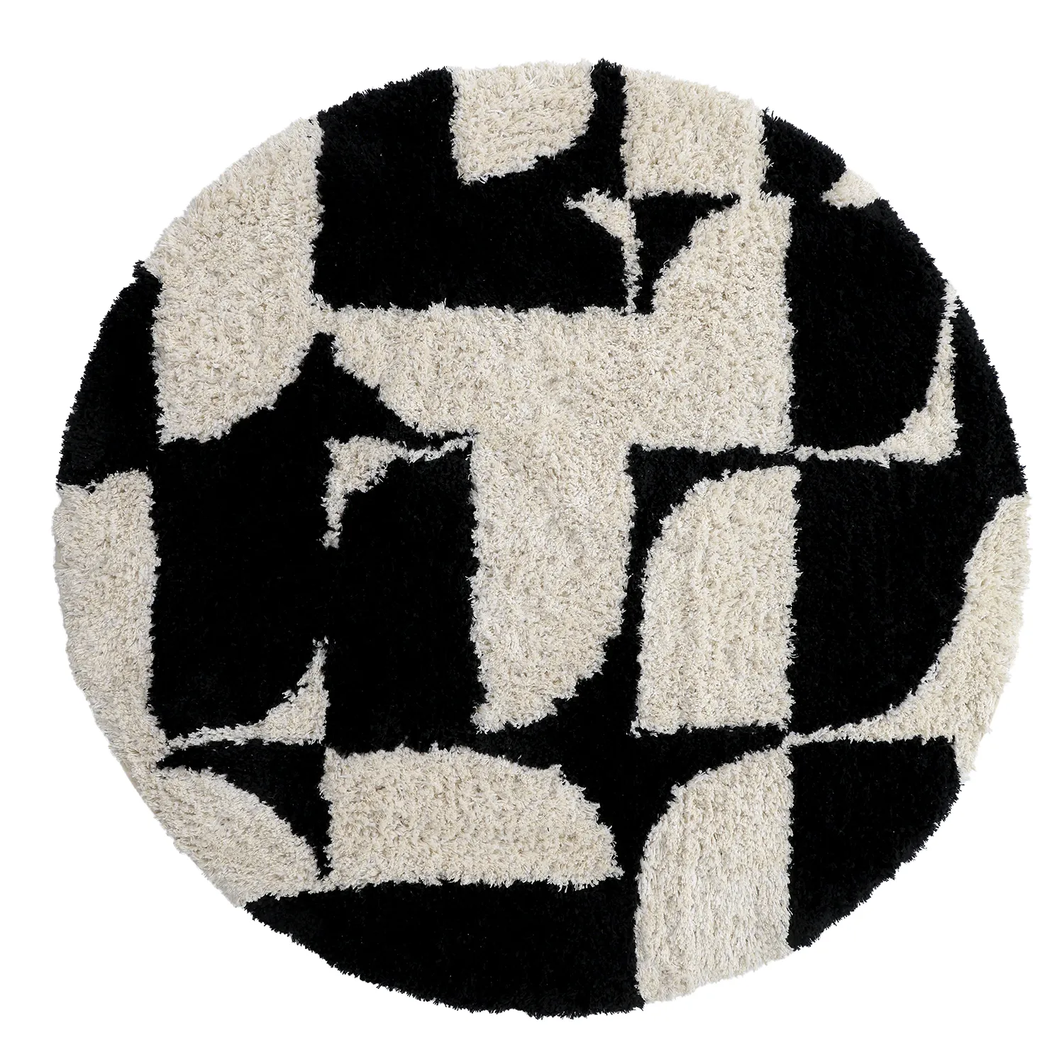 Pyöreät matot - Marvao Natural Cotton Shaggy (luonnonvalkoinen/musta)