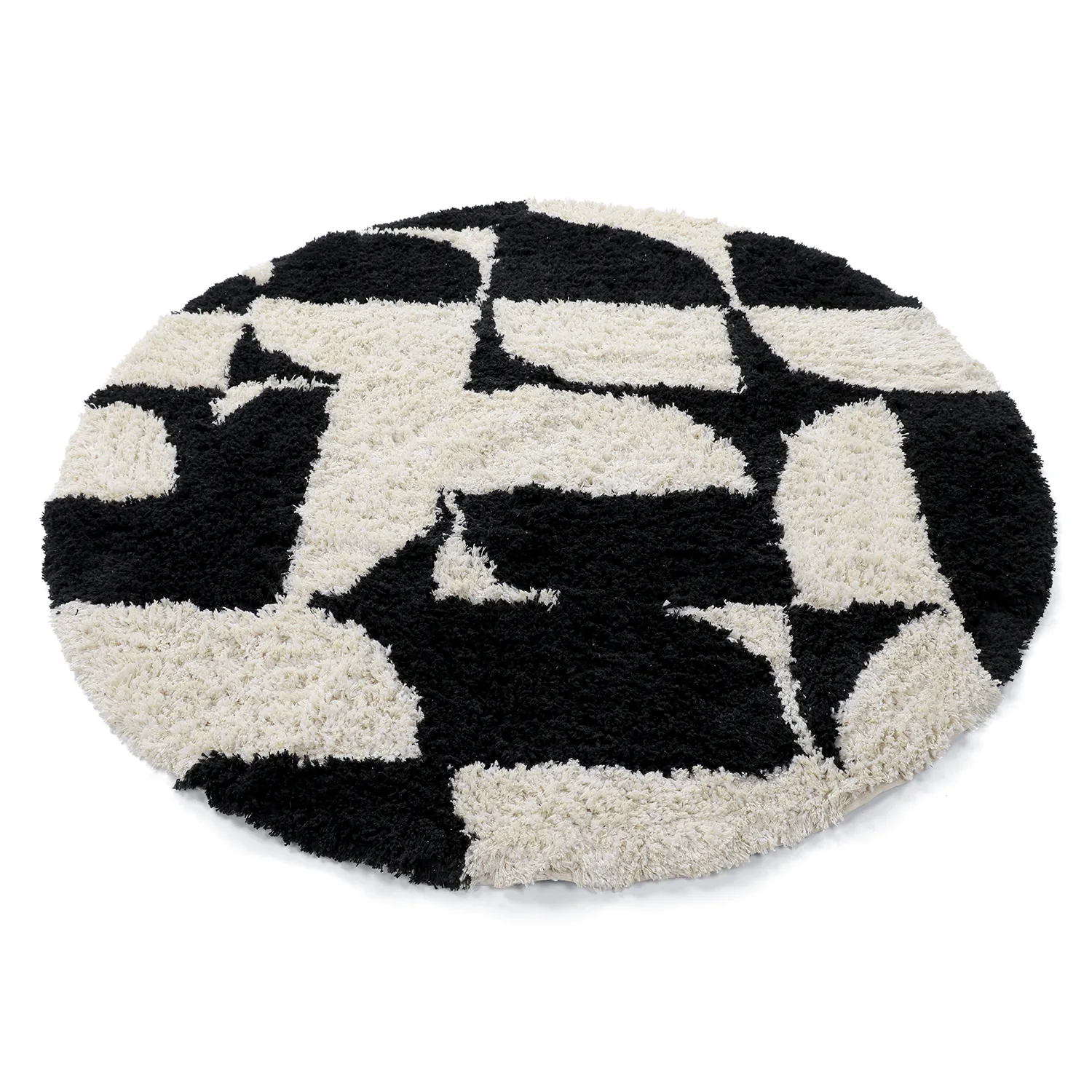 Pyöreät matot - Marvao Natural Cotton Shaggy (luonnonvalkoinen/musta)