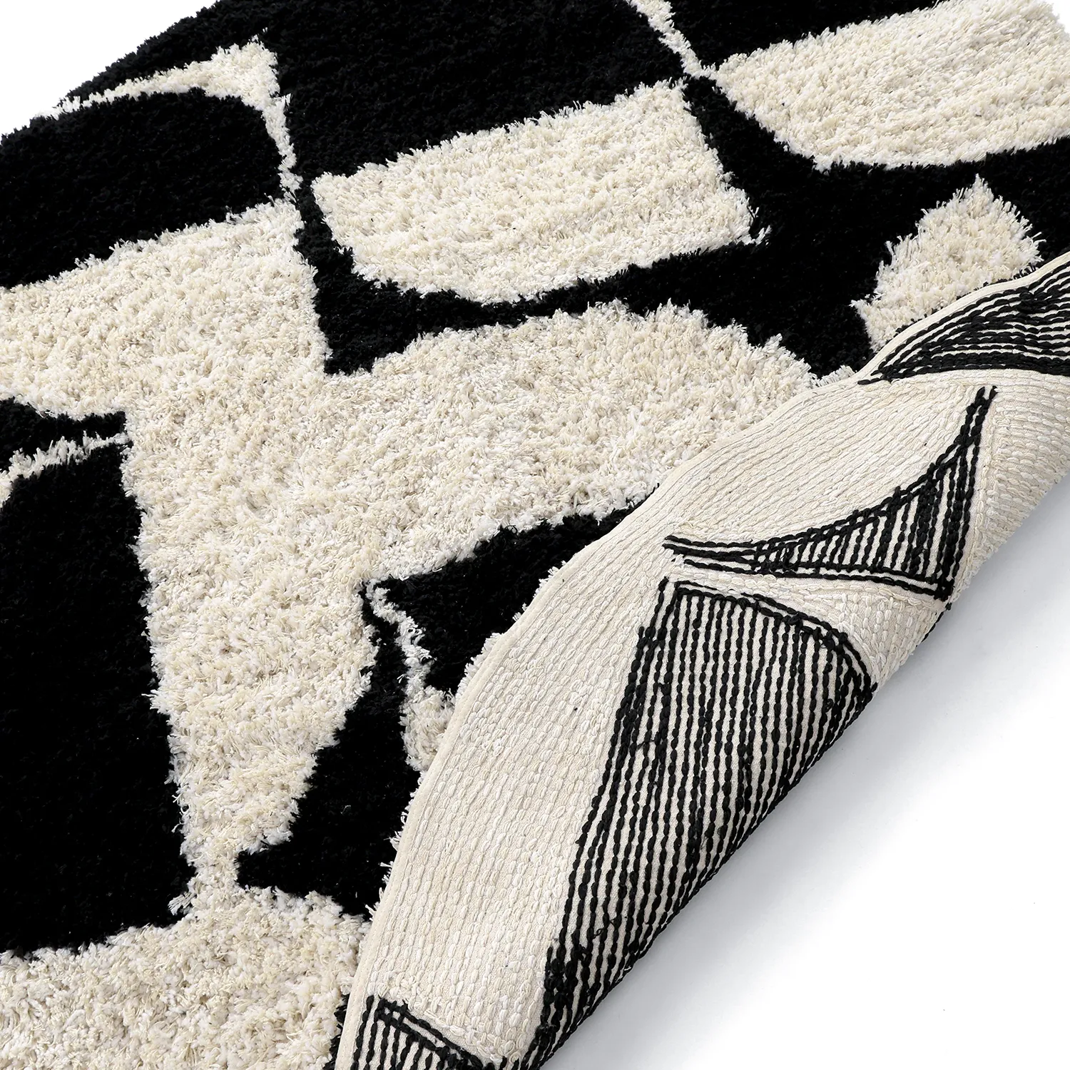 Pyöreät matot - Marvao Natural Cotton Shaggy (luonnonvalkoinen/musta)
