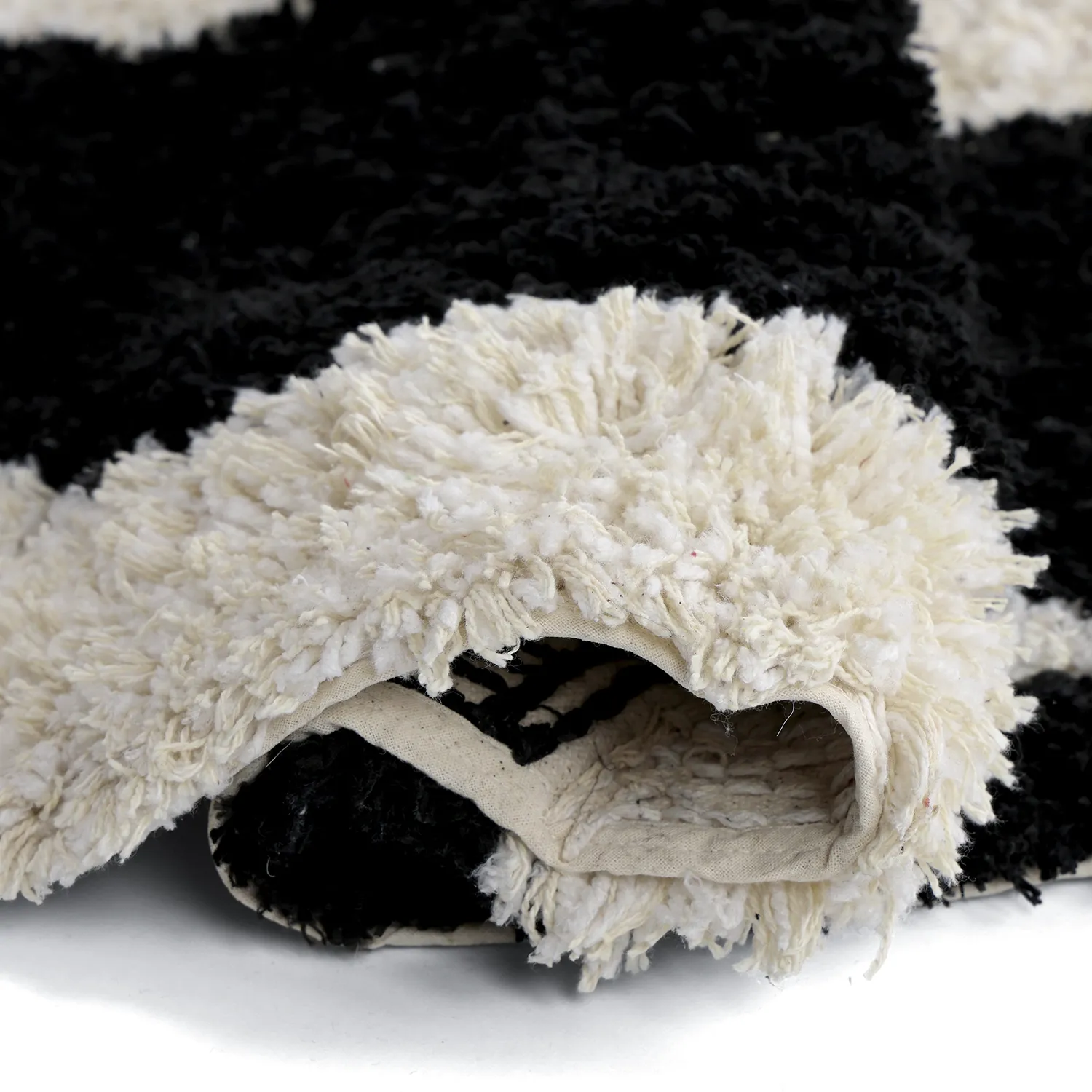 Pyöreät matot - Marvao Natural Cotton Shaggy (luonnonvalkoinen/musta)