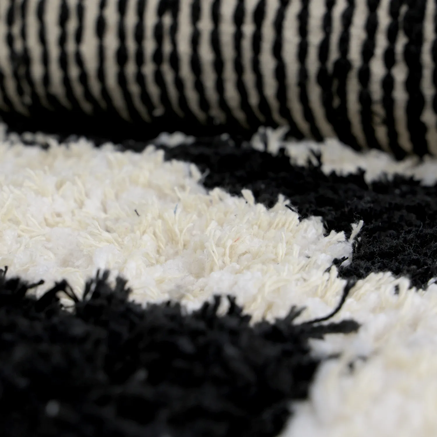 Pyöreät matot - Marvao Natural Cotton Shaggy (luonnonvalkoinen/musta)