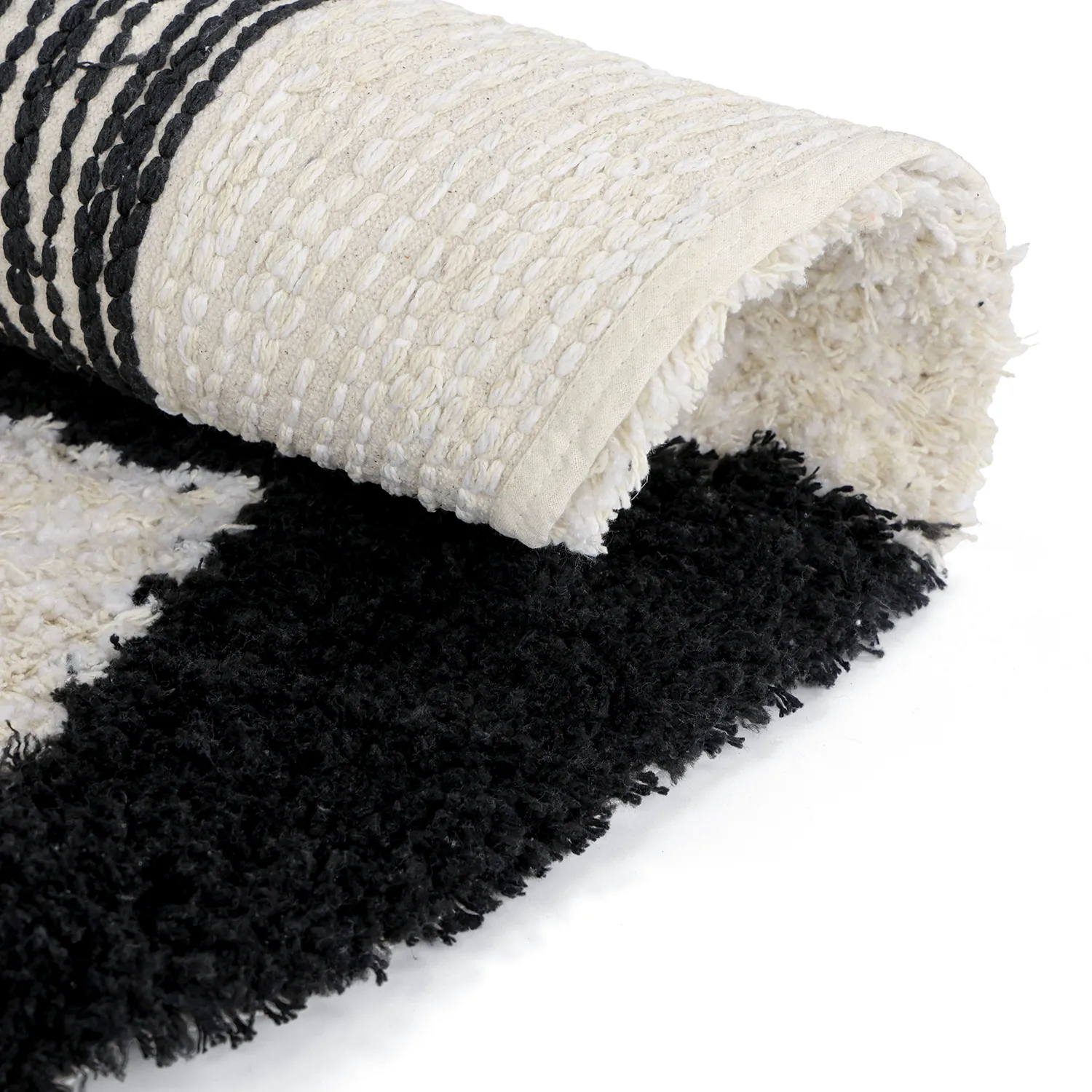 Pyöreät matot - Marvao Natural Cotton Shaggy (luonnonvalkoinen/musta)