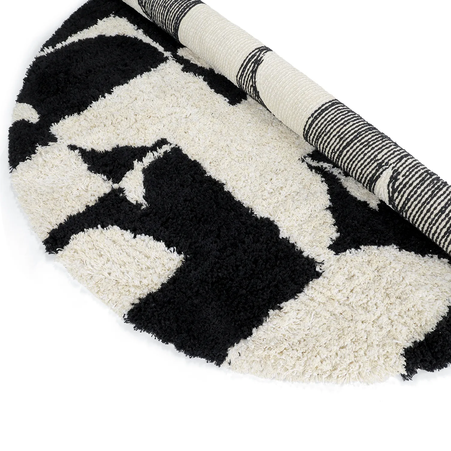 Pyöreät matot - Marvao Natural Cotton Shaggy (luonnonvalkoinen/musta)