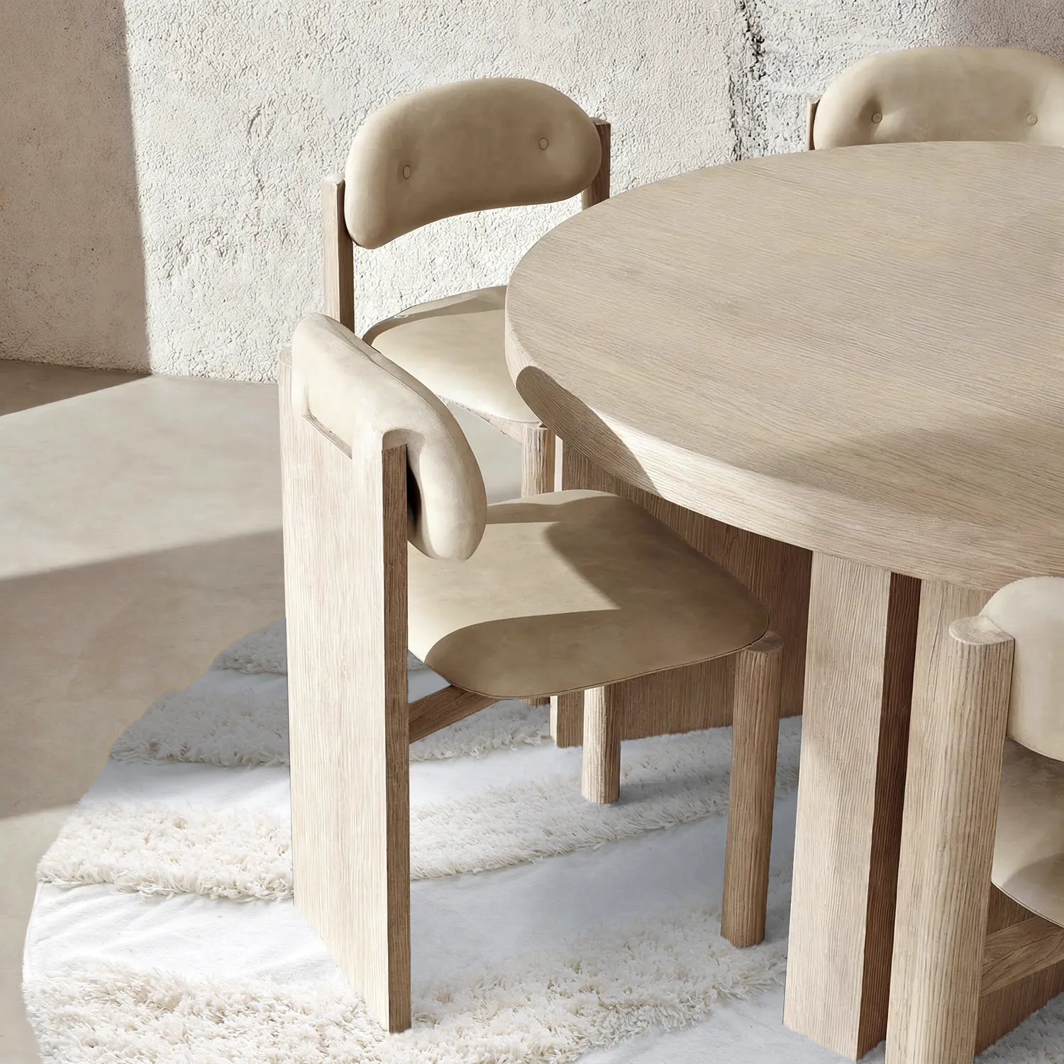 Pyöreät matot - Sivota Natural Cotton Shaggy (luonnonvalkoinen)
