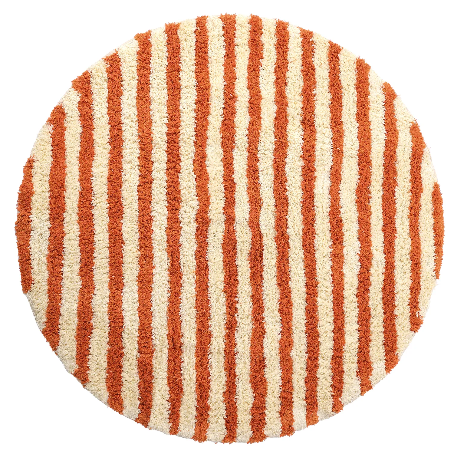 Pyöreät matot - Thira Stripe Cotton Shaggy (vaaleankeltainen/vaalea oranssi)