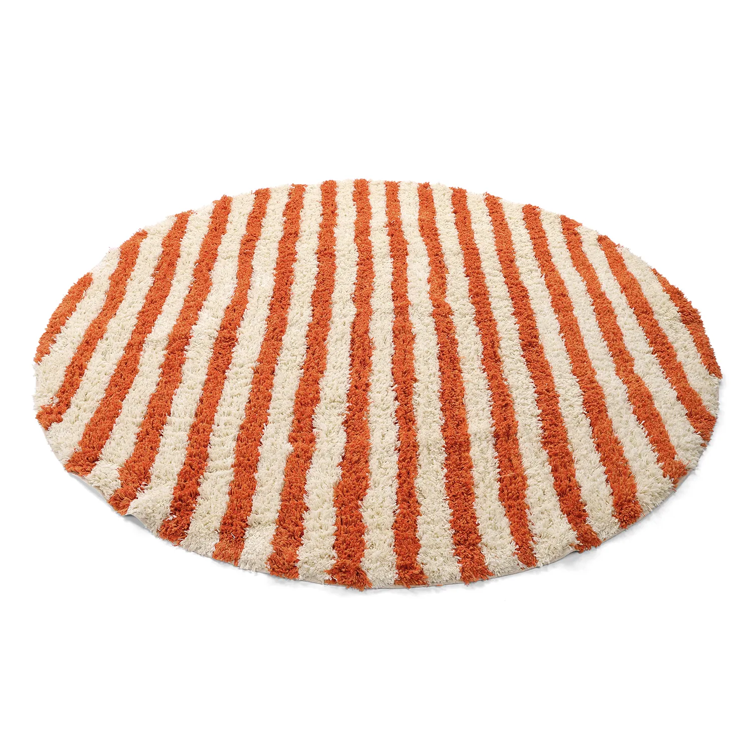 Pyöreät matot - Thira Stripe Cotton Shaggy (vaaleankeltainen/vaalea oranssi)