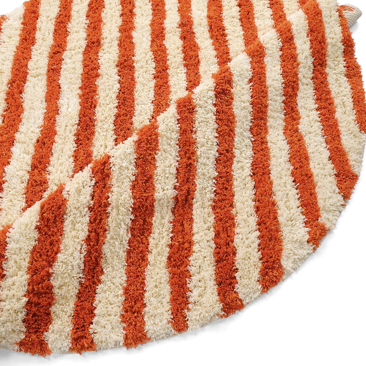 Pyöreät matot - Thira Stripe Cotton Shaggy (vaaleankeltainen/vaalea oranssi)