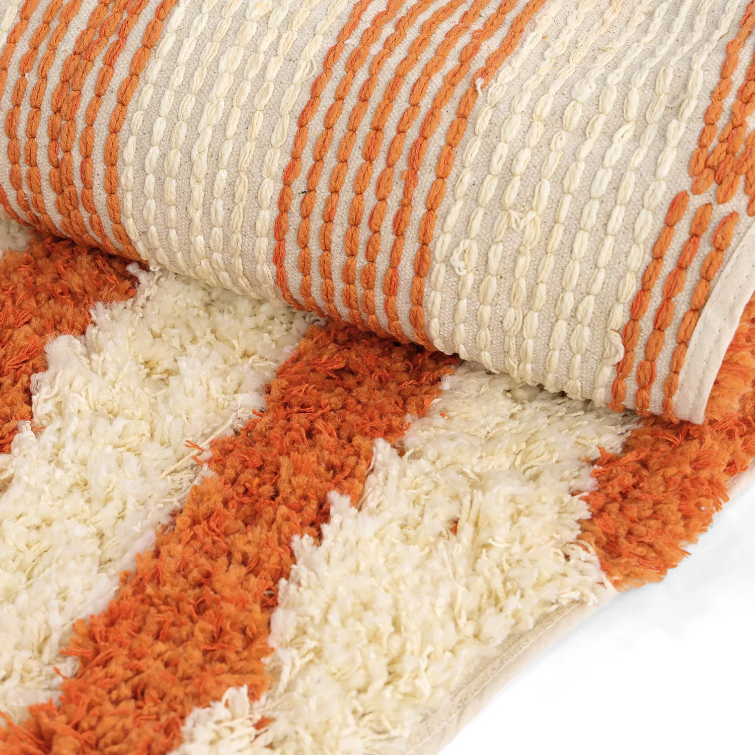 Pyöreät matot - Thira Stripe Cotton Shaggy (vaaleankeltainen/vaalea oranssi)