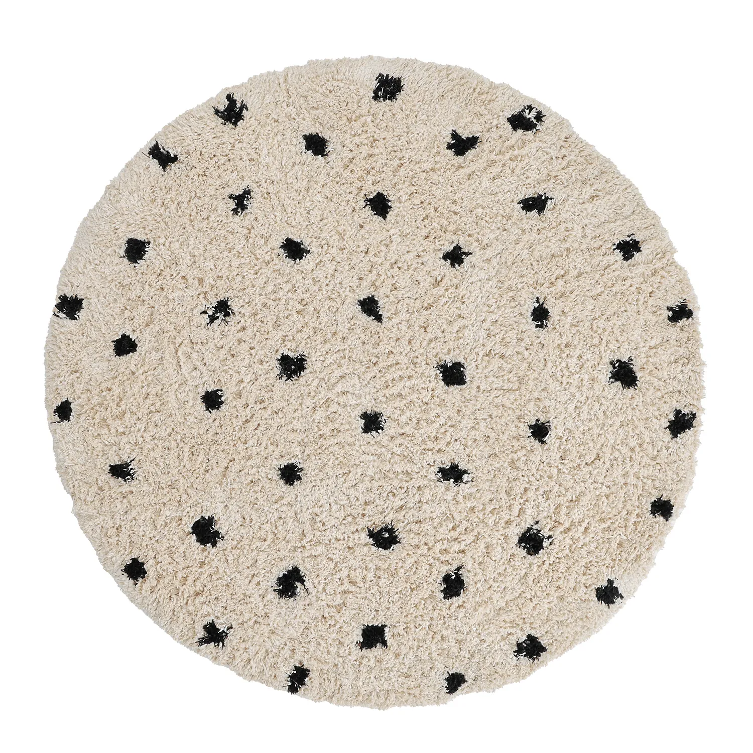Pyöreät matot - Soria Natural Cotton Shaggy (luonnonvalkoinen/musta)