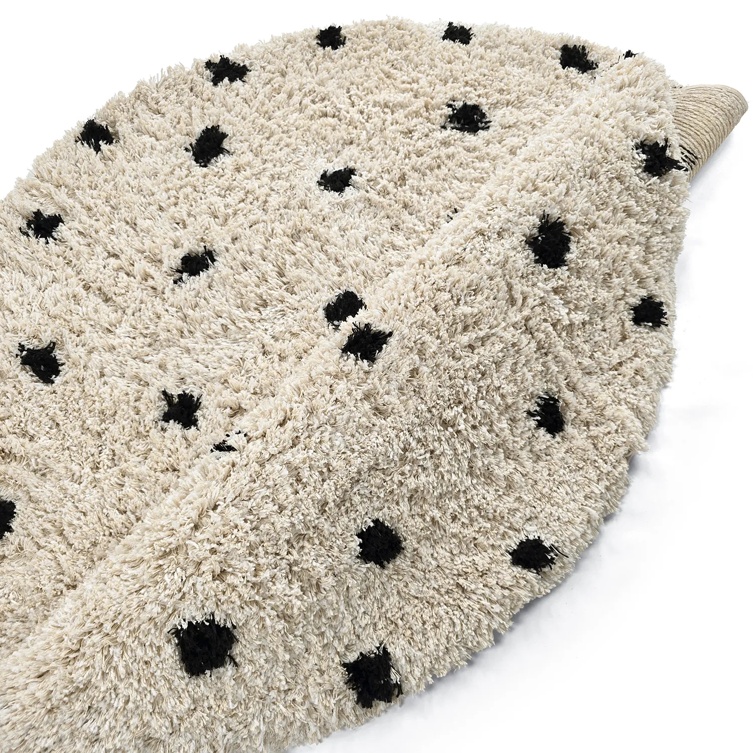 Pyöreät matot - Soria Natural Cotton Shaggy (luonnonvalkoinen/musta)