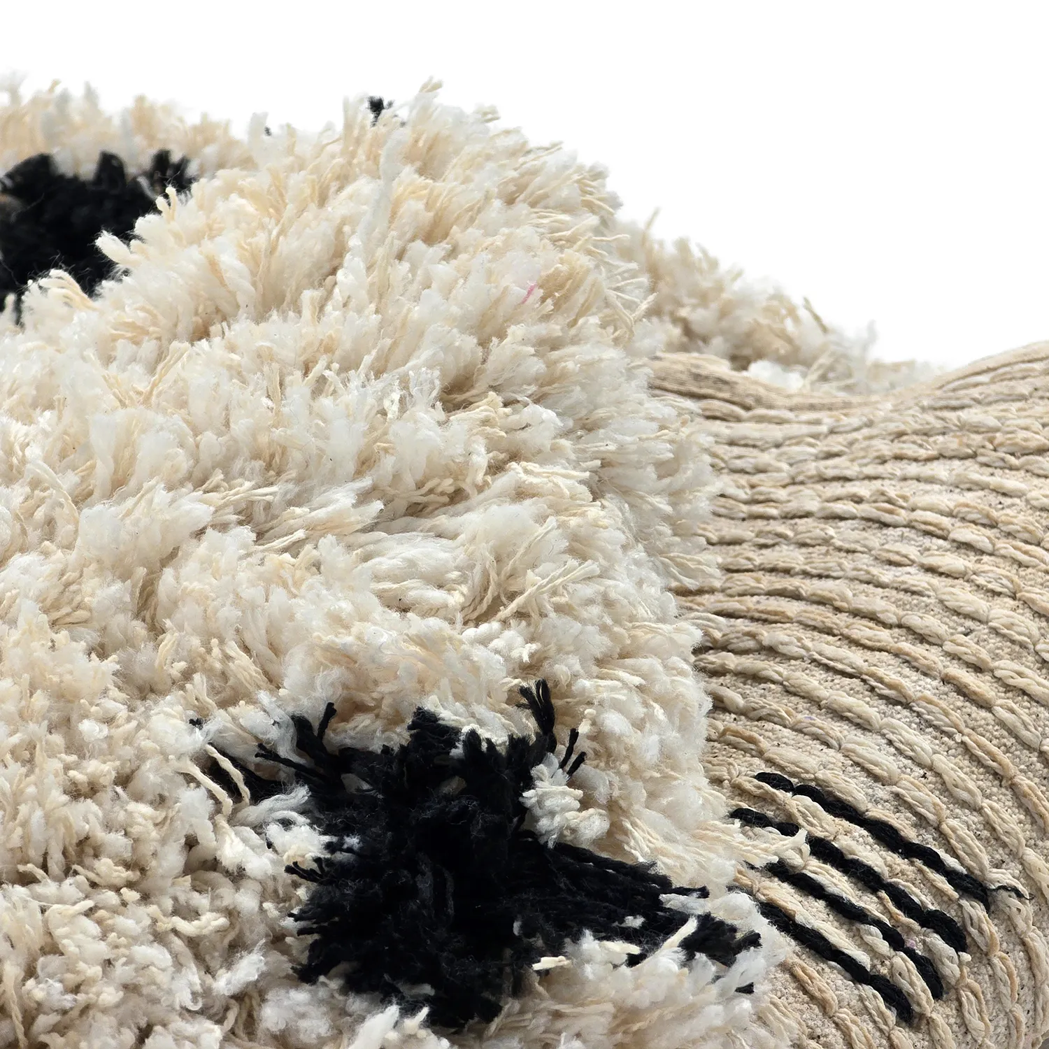 Pyöreät matot - Soria Natural Cotton Shaggy (luonnonvalkoinen/musta)