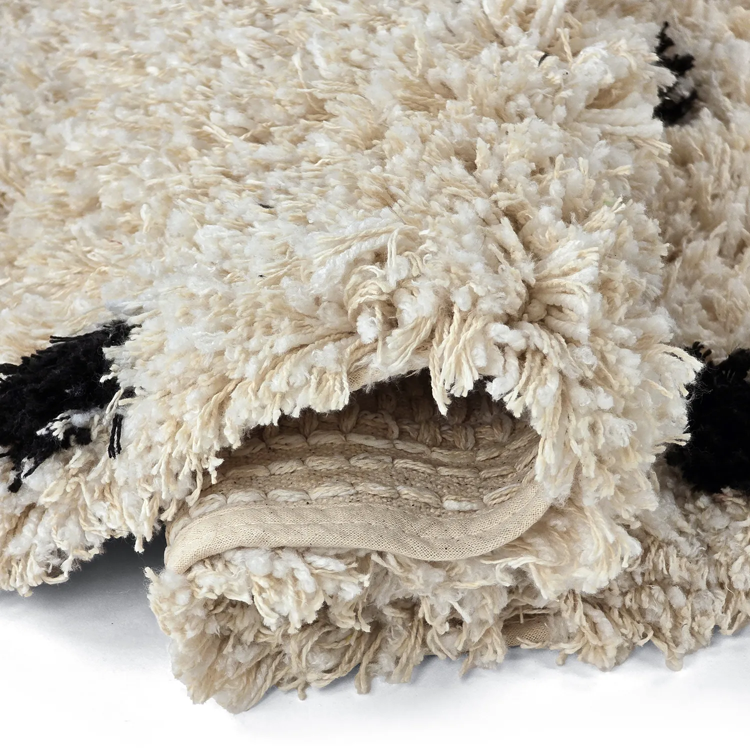 Pyöreät matot - Soria Natural Cotton Shaggy (luonnonvalkoinen/musta)