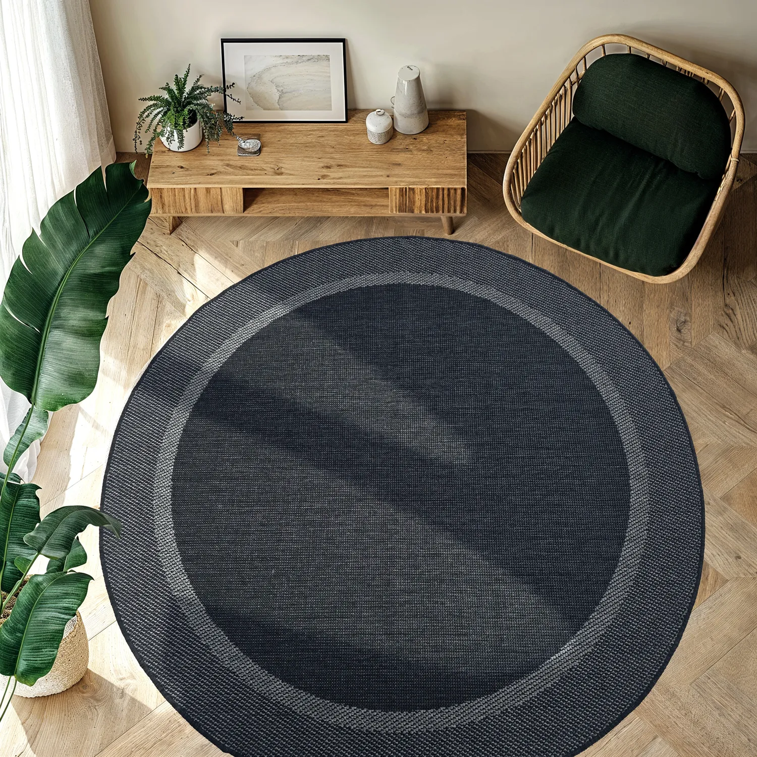 Pyöreät matot - Indoor/Outdoor Alta (antrasiitti)