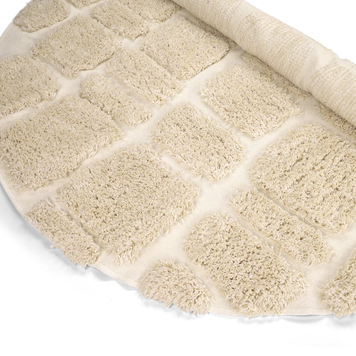 Pyöreät matot - Otranto Natural Cotton Shaggy (luonnonvalkoinen)
