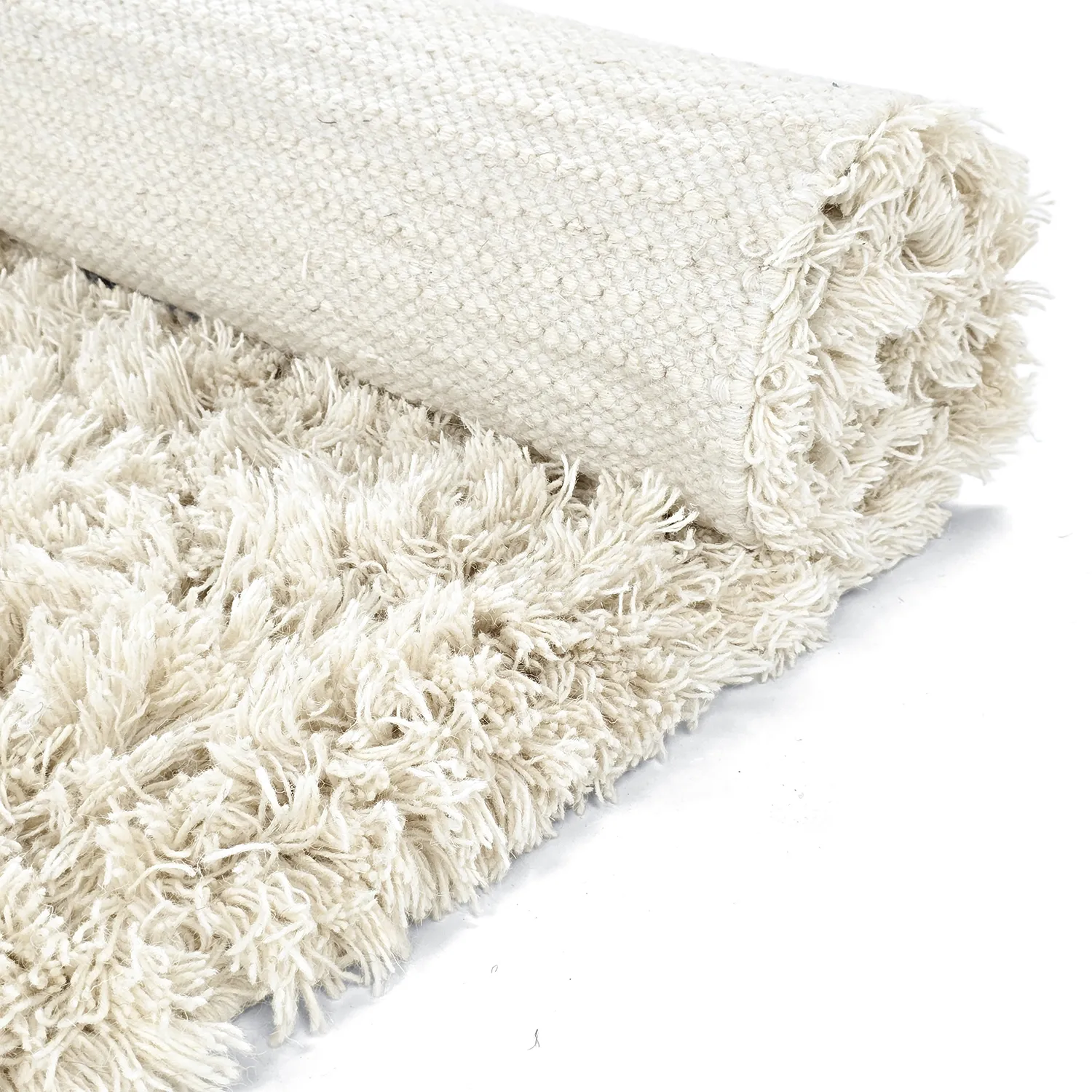 Ryijymatot - Fassale Hand Woven Wool Shaggy (valkoinen)