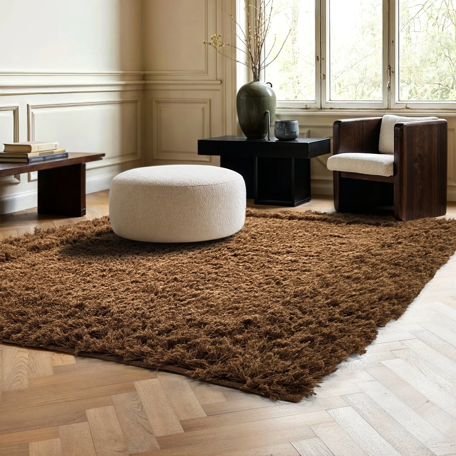 Ryijymatot - Melilla Hand Woven Wool Shaggy (ruskea)