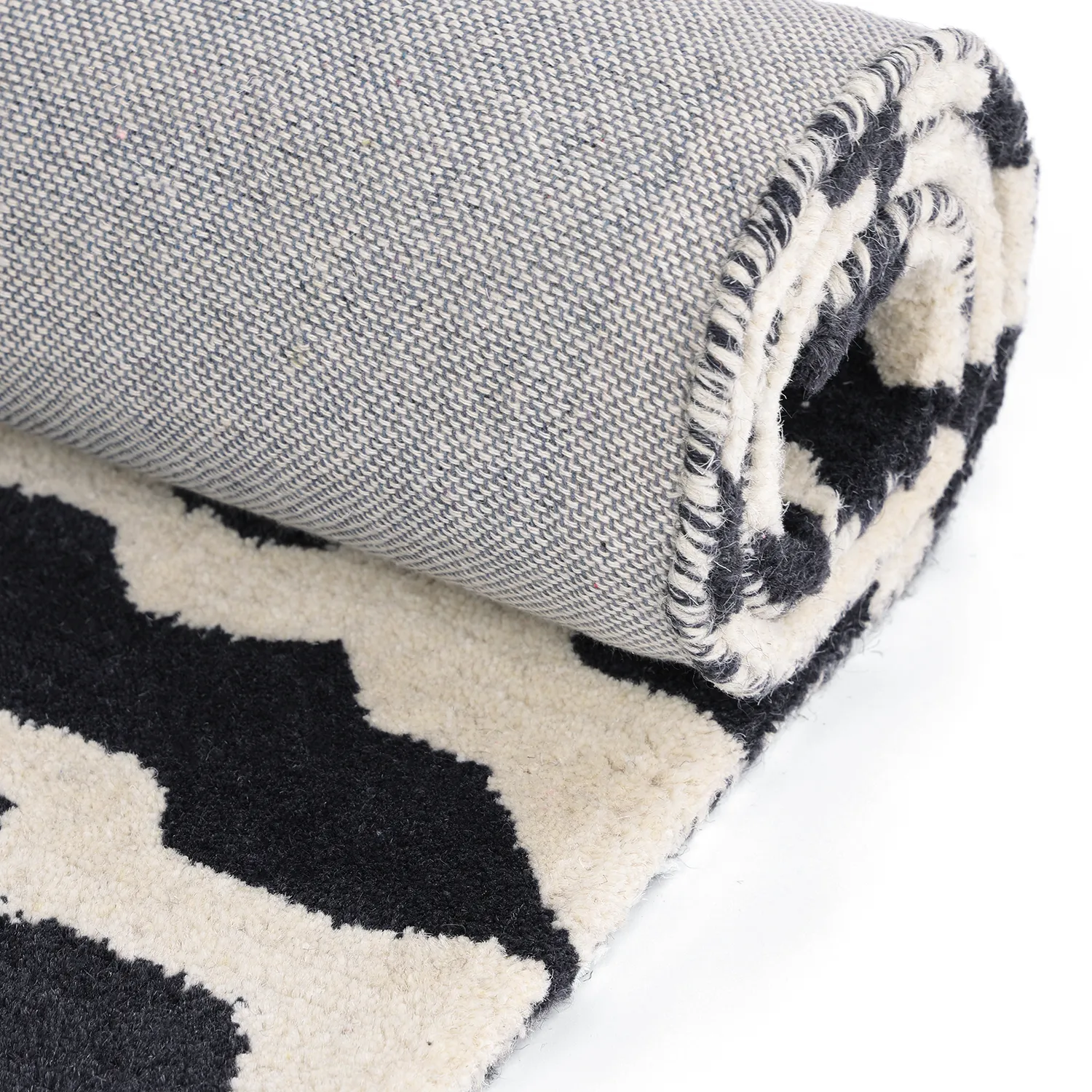 Ryijymatot - Zebra Tufted Wool Premium (valkoinen/musta)