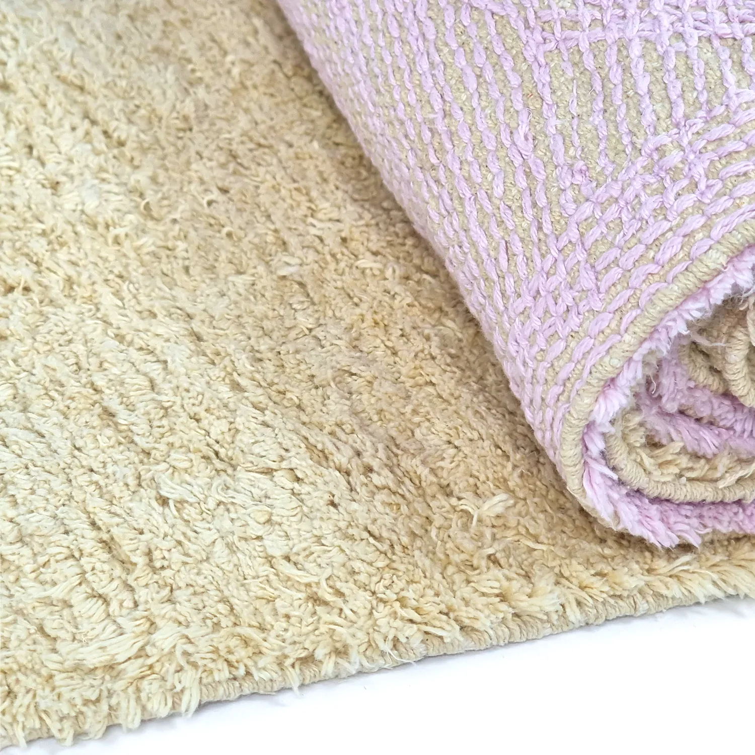 Ryijymatot - Amira Natural Cotton Shaggy (beige/violetti)