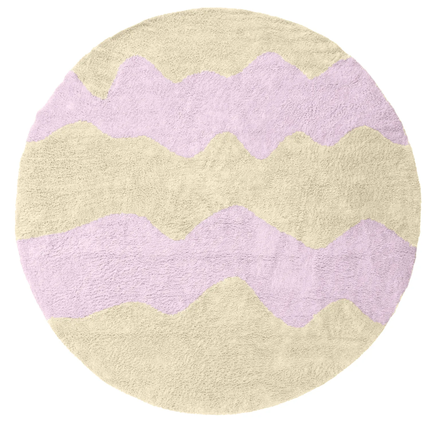 Pyöreät matot - Amira Natural Cotton Shaggy (beige/violetti)