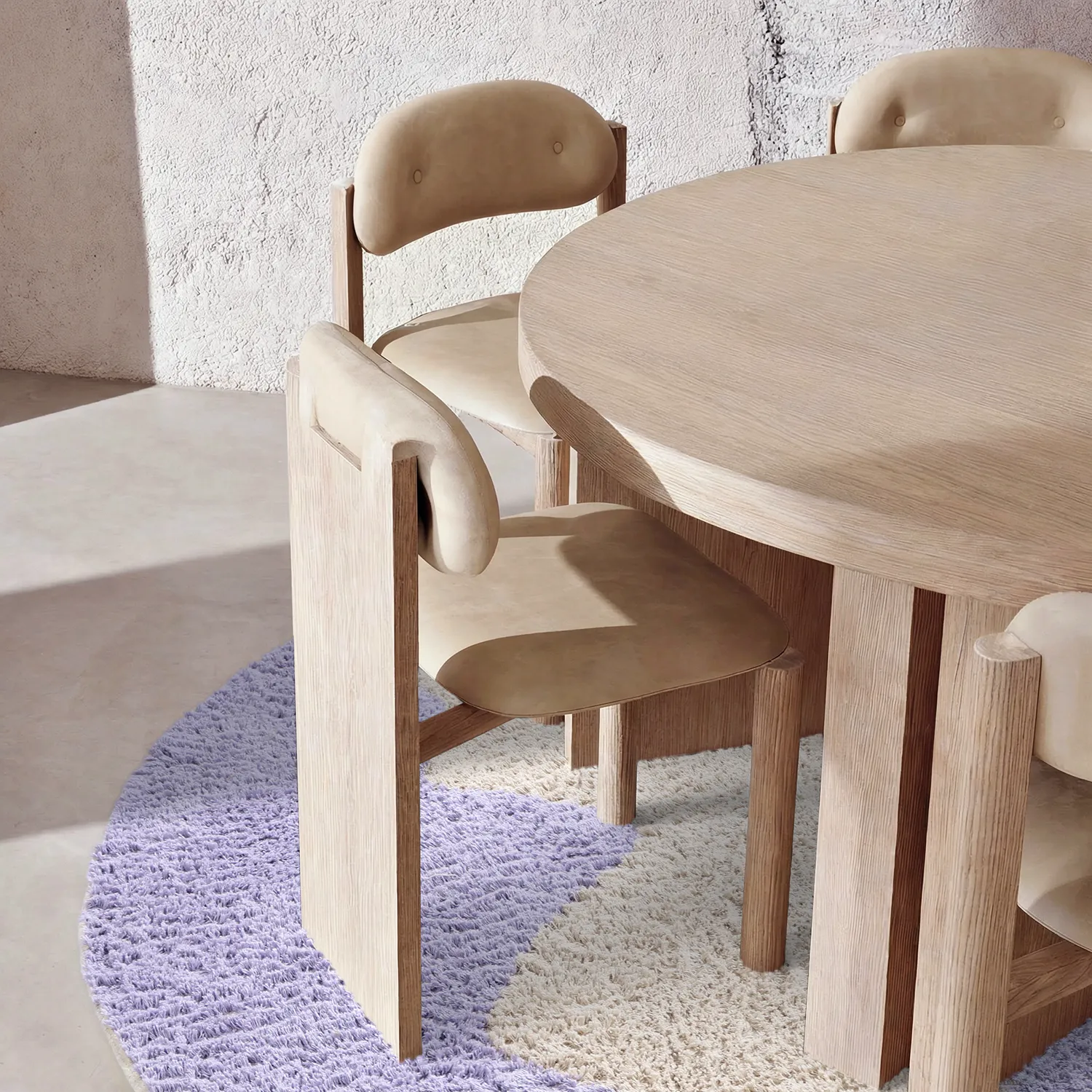 Pyöreät matot - Amira Natural Cotton Shaggy (violetti/beige)