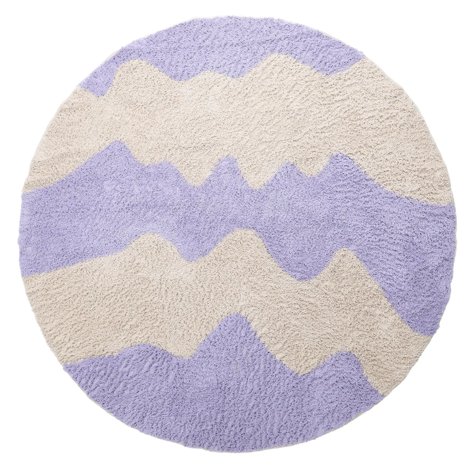 Pyöreät matot - Amira Natural Cotton Shaggy (violetti/beige)
