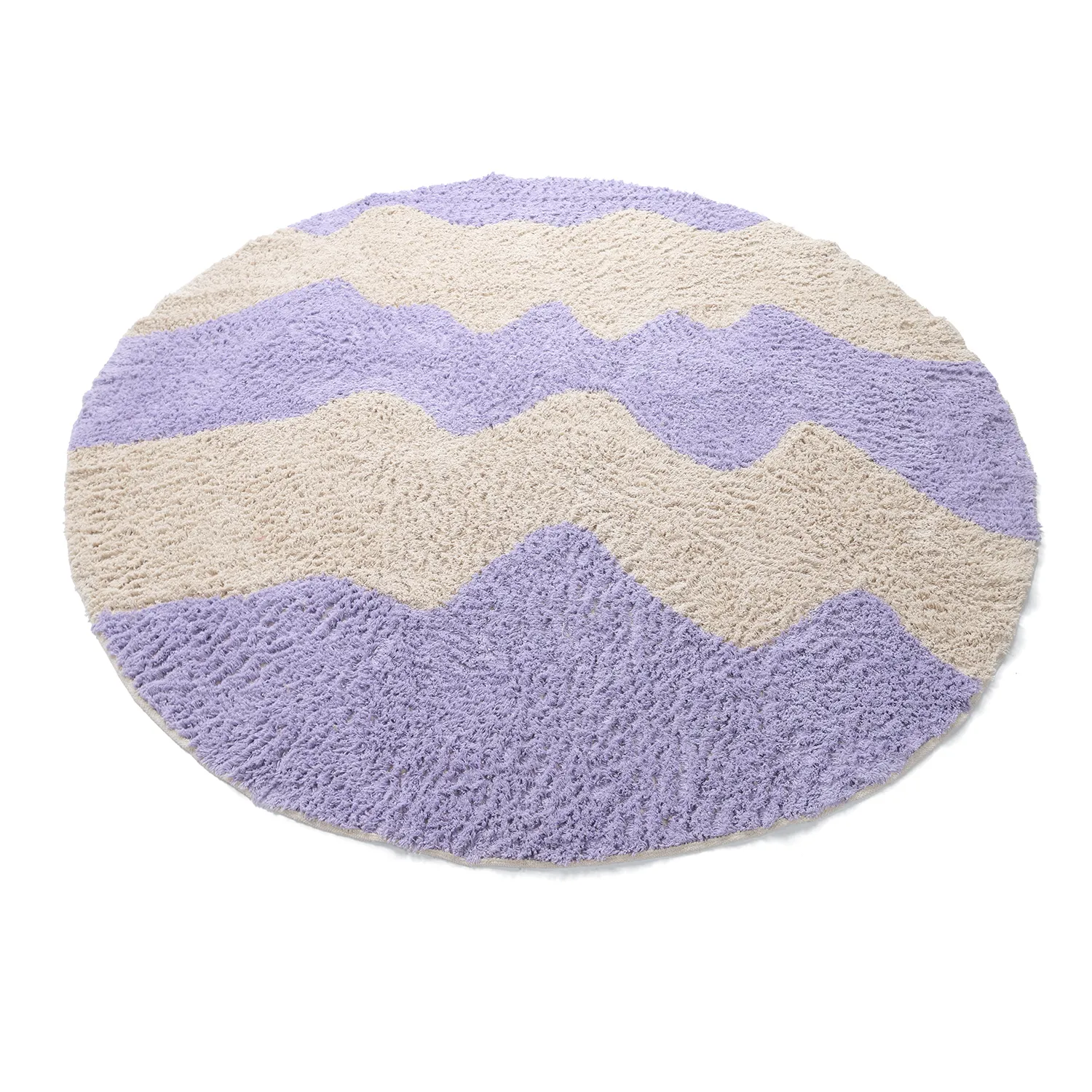 Pyöreät matot - Amira Natural Cotton Shaggy (violetti/beige)