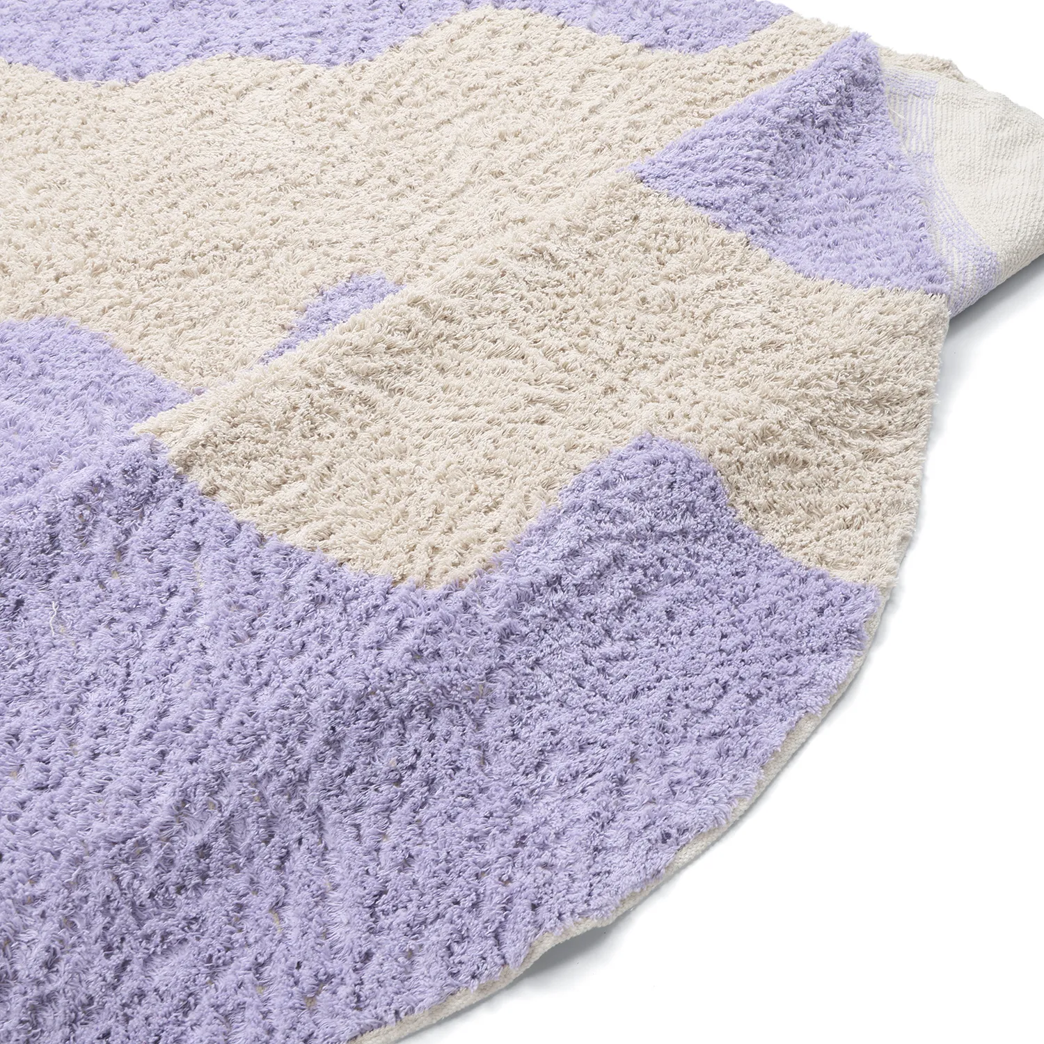 Pyöreät matot - Amira Natural Cotton Shaggy (violetti/beige)