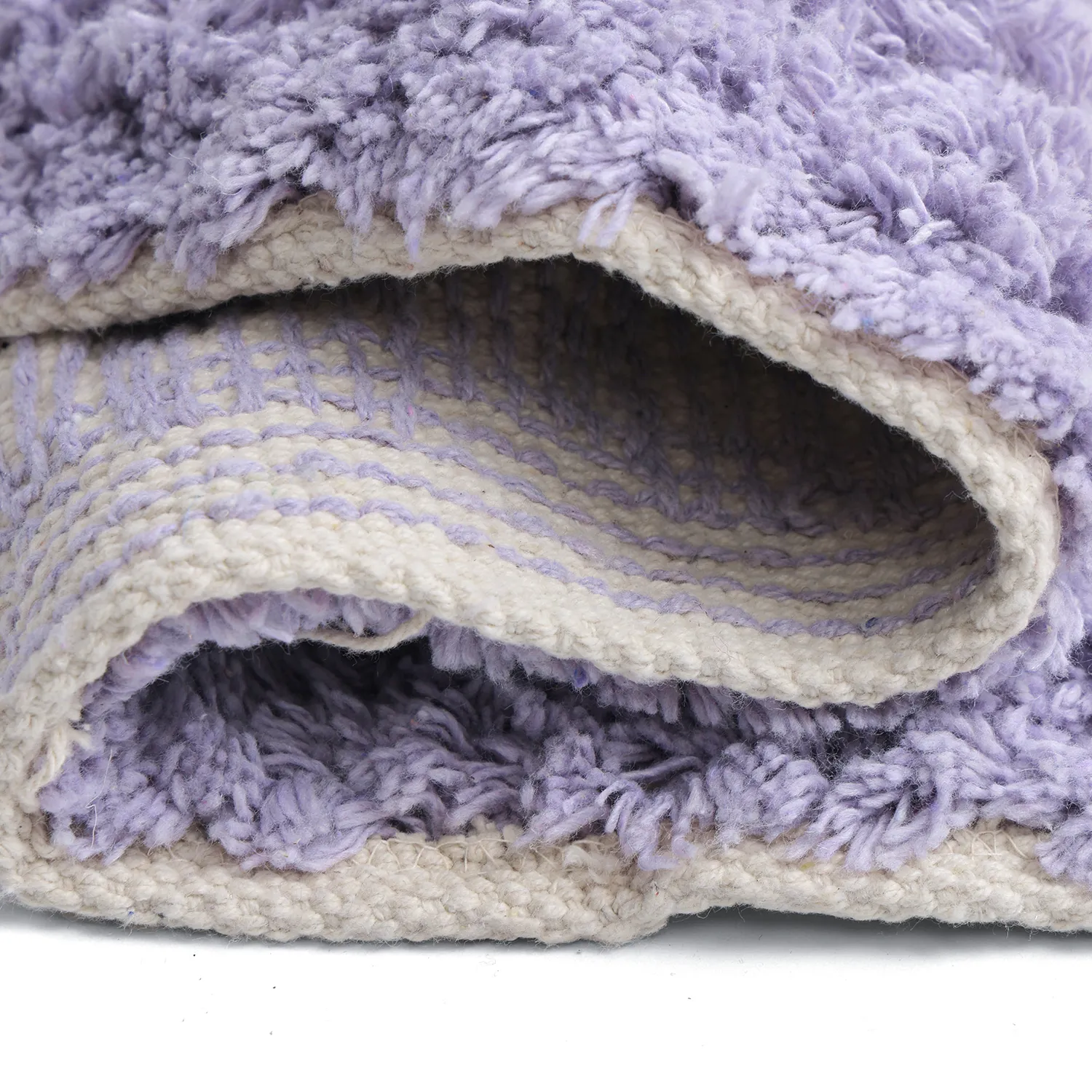 Pyöreät matot - Amira Natural Cotton Shaggy (violetti/beige)