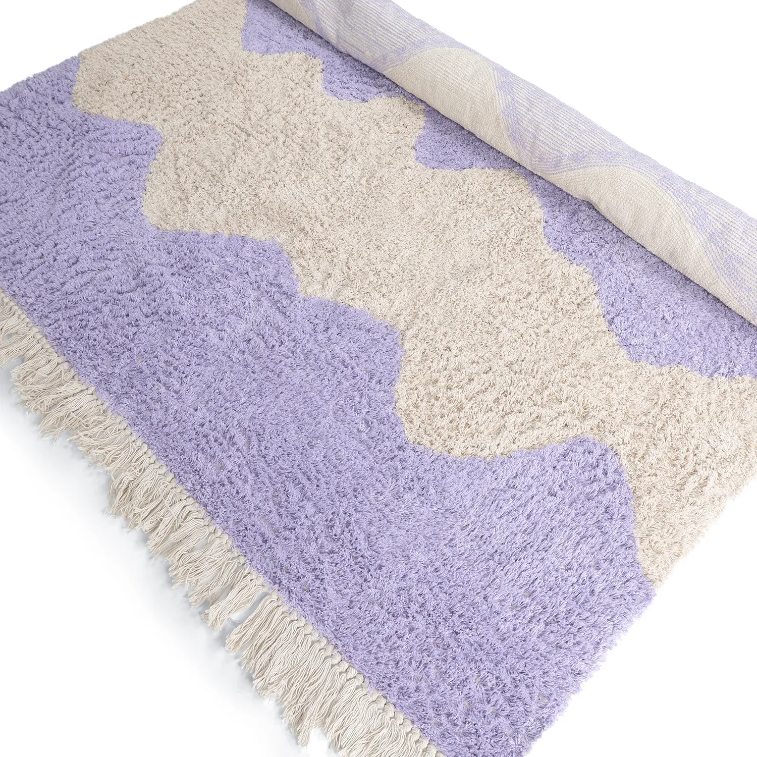 Ryijymatot - Amira Natural Cotton Shaggy (violetti/beige)
