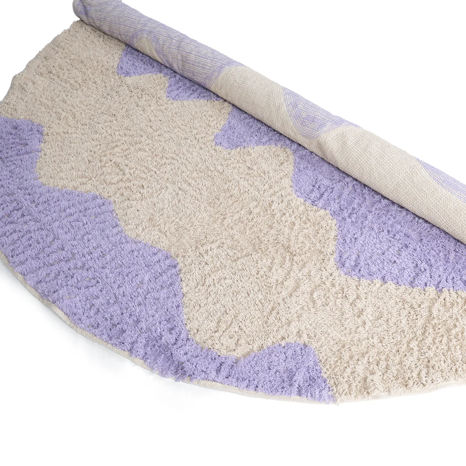 Pyöreät matot - Amira Natural Cotton Shaggy (violetti/beige)