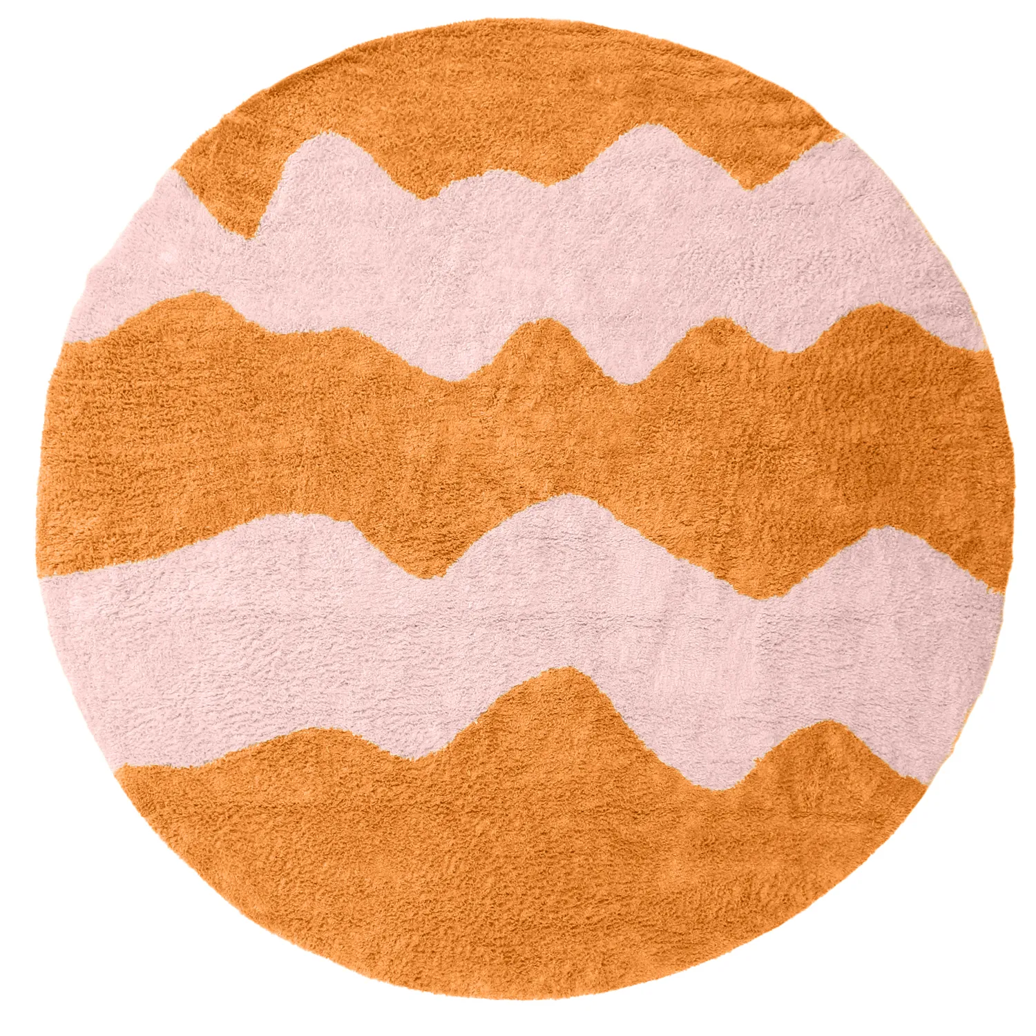 Pyöreät matot - Amira Natural Cotton Shaggy (oranssi/vaaleanpunainen)