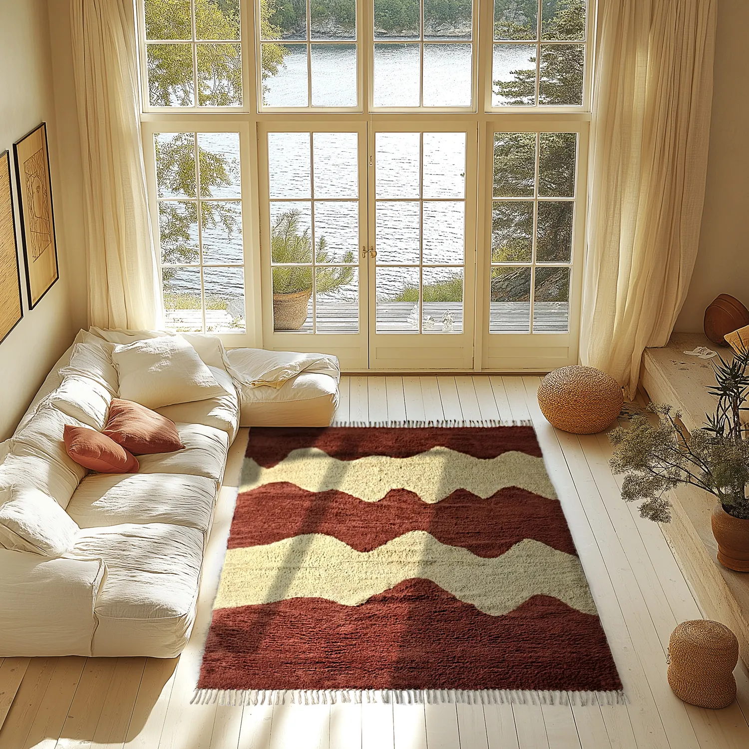 Ryijymatot - Amira Natural Cotton Shaggy (punainen/beige)