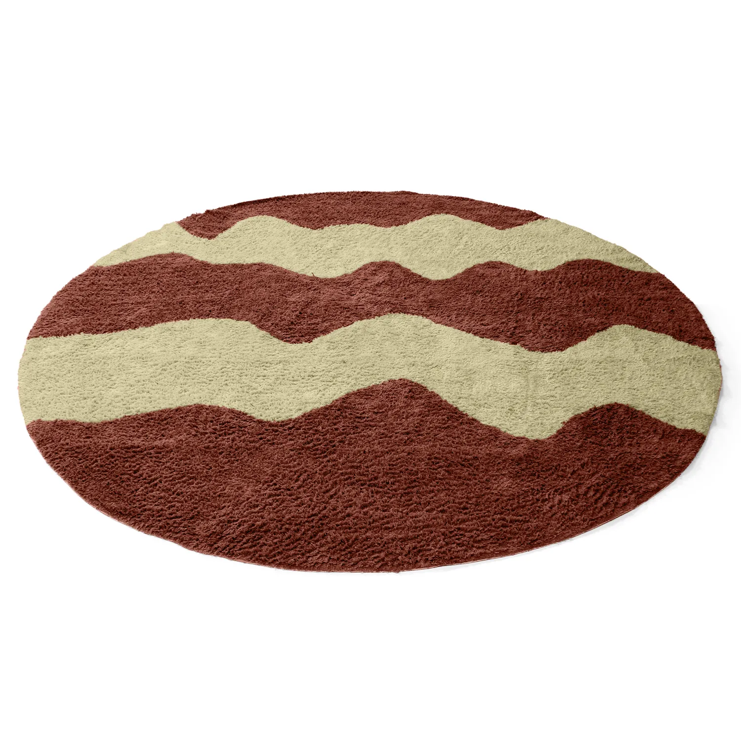 Pyöreät matot - Amira Natural Cotton Shaggy (punainen/beige)