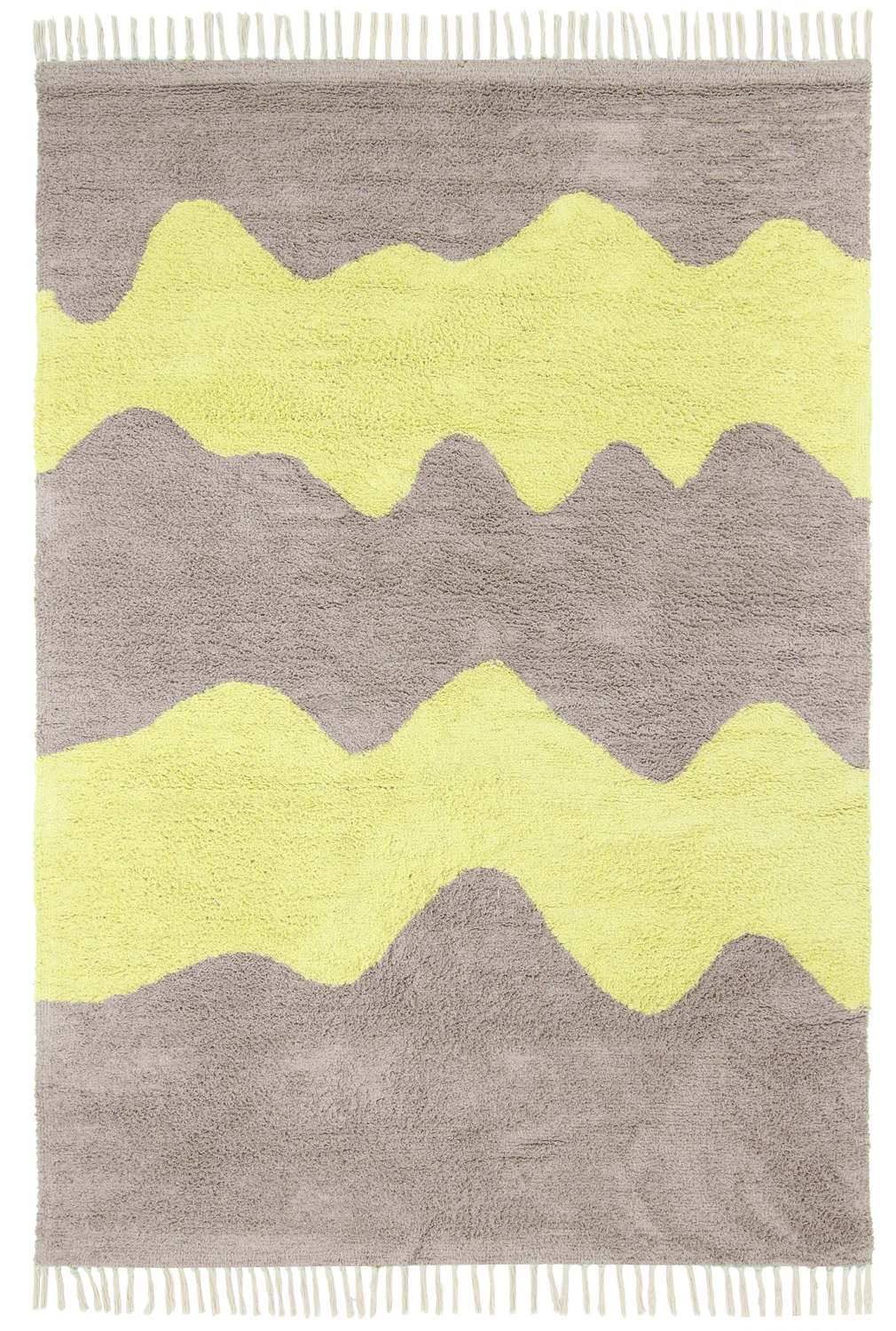 Ryijymatot - Amira Natural Cotton Shaggy (taupe/keltainen)