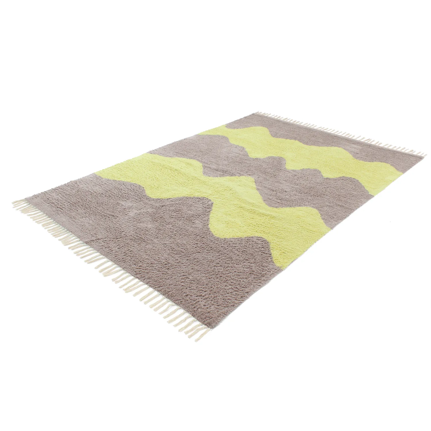 Ryijymatot - Amira Natural Cotton Shaggy (taupe/keltainen)