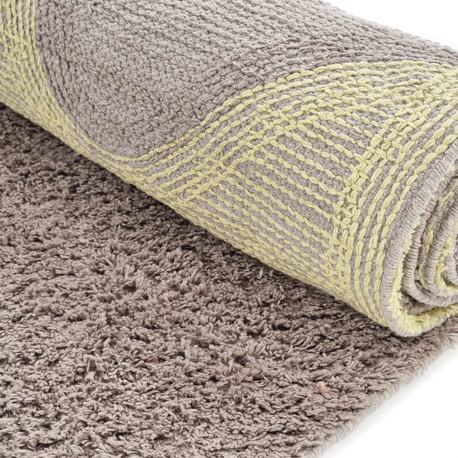 Ryijymatot - Amira Natural Cotton Shaggy (taupe/keltainen)