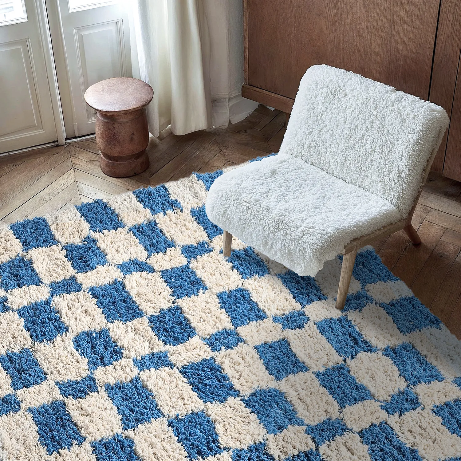 Ryijymatot - Atrani Natural Cotton Shaggy (sininen)
