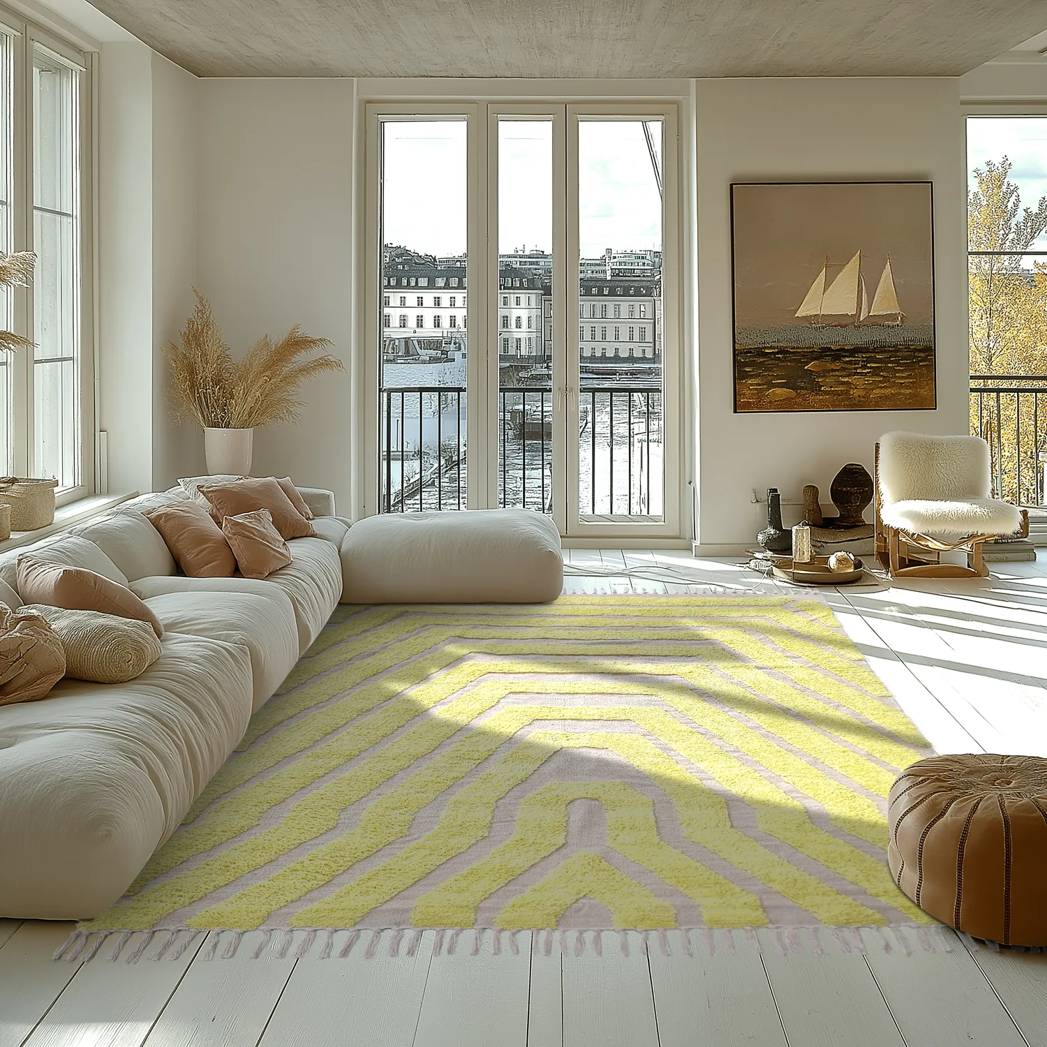Ryijymatot - Callista Natural Cotton Shaggy (keltainen)
