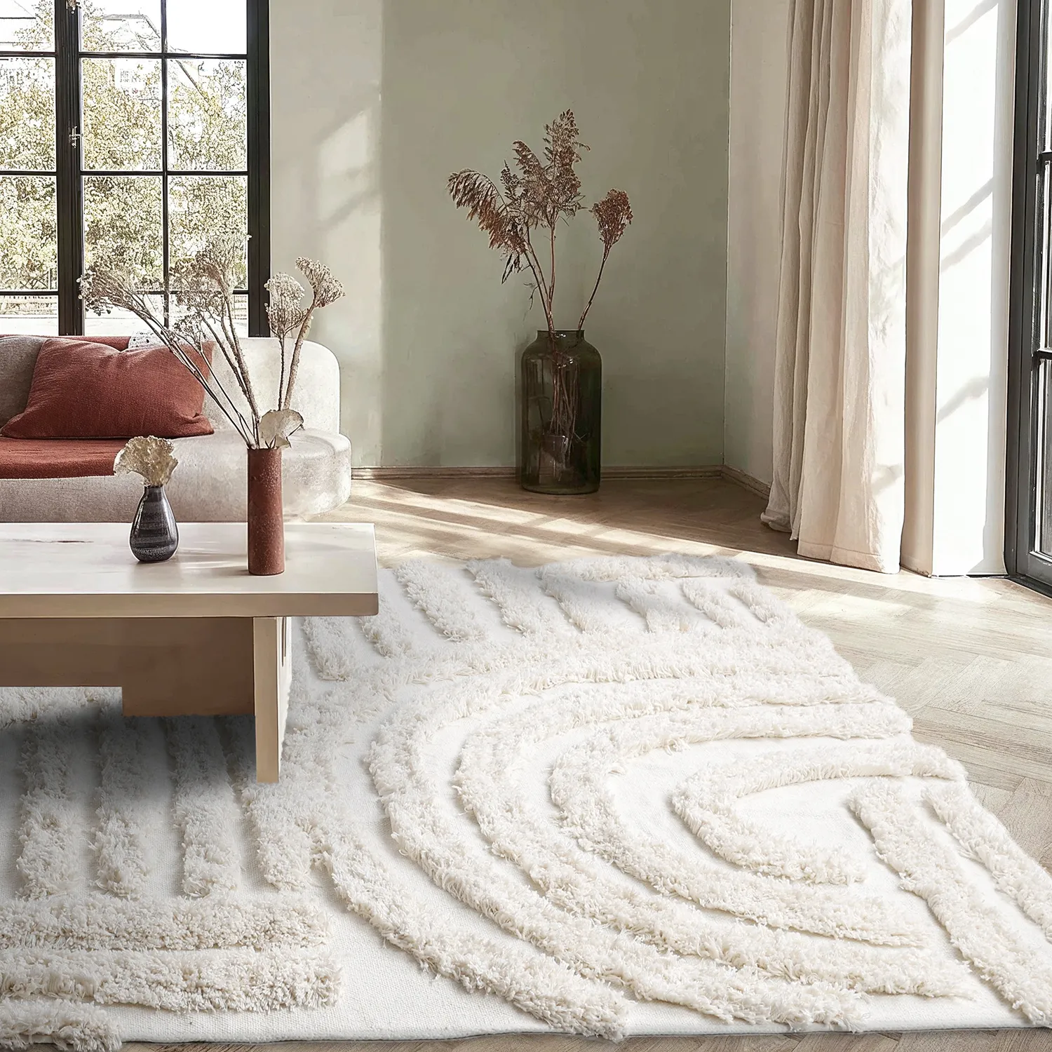 Ryijymatot - Cazorla Natural Cotton Shaggy (luonnonvalkoinen)