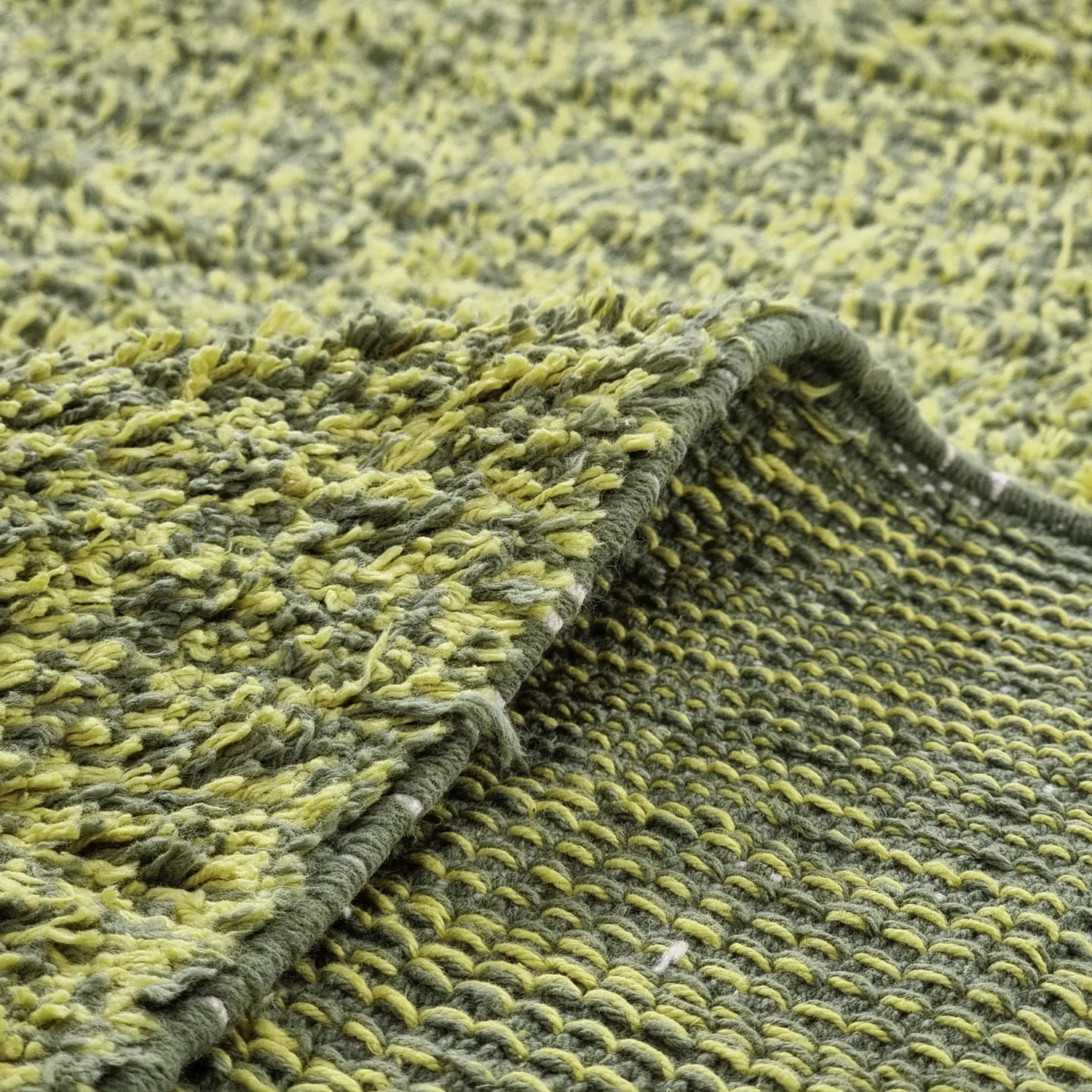 Ryijymatot - Celina Natural Cotton Shaggy (vihreä/keltainen)