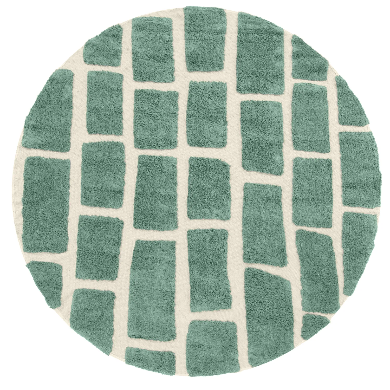 Pyöreät matot - Cyrus Natural Cotton Shaggy (vihreä)