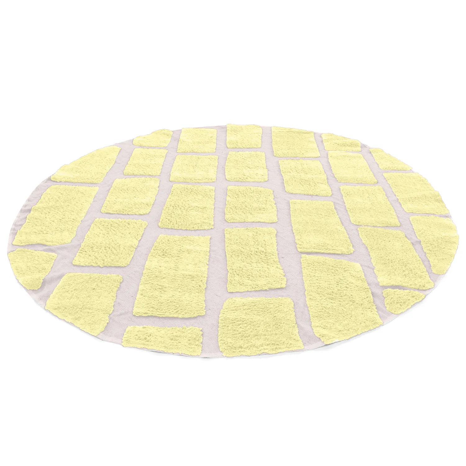 Pyöreät matot - Cyrus Natural Cotton Shaggy (keltainen)