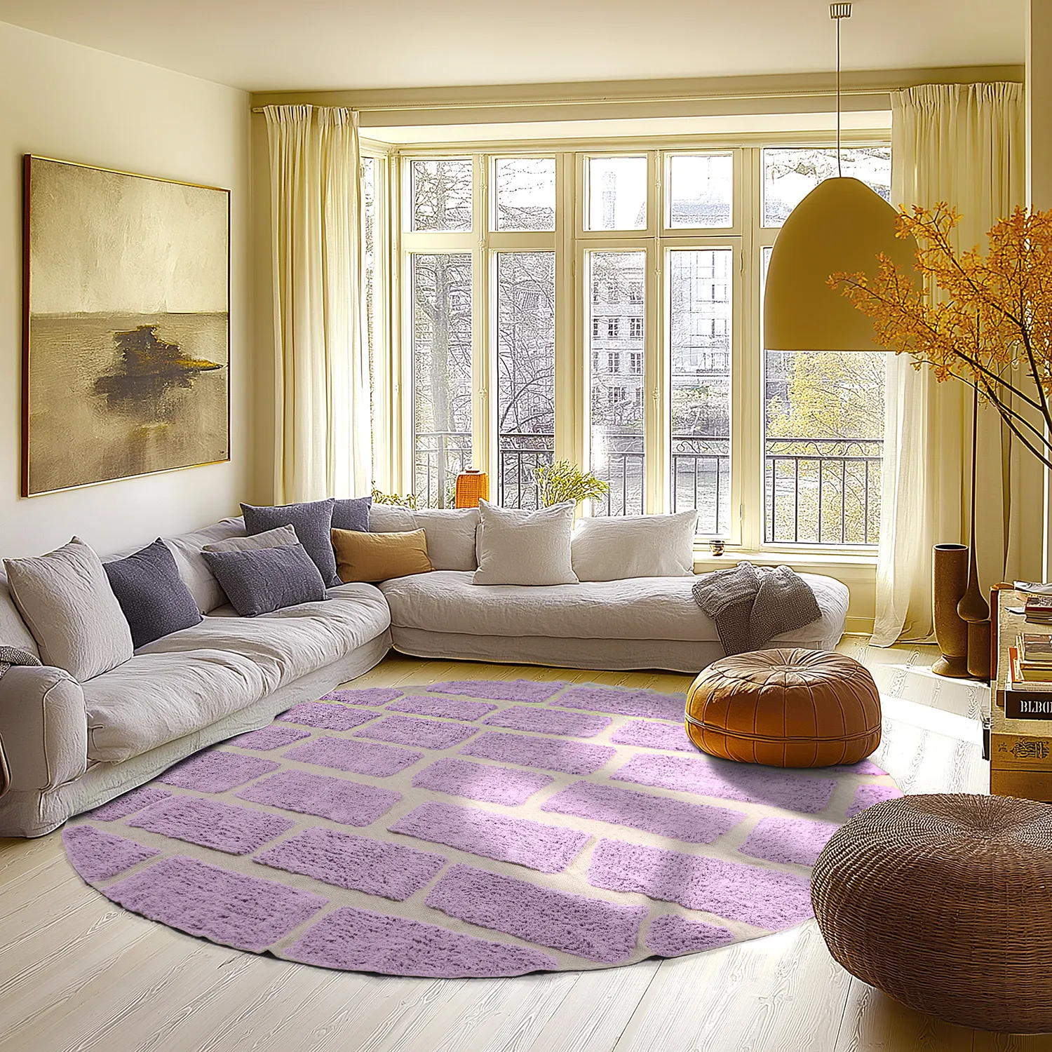 Pyöreät matot - Cyrus Natural Cotton Shaggy (violetti)