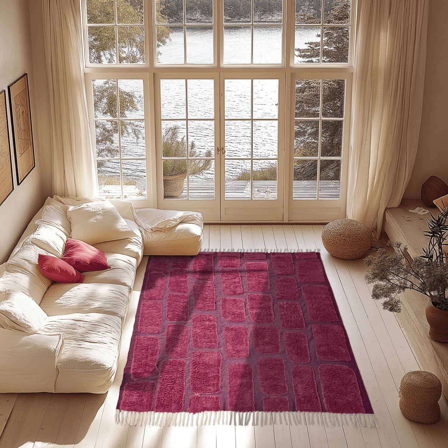Ryijymatot - Cyrus Natural Cotton Shaggy (punainen)