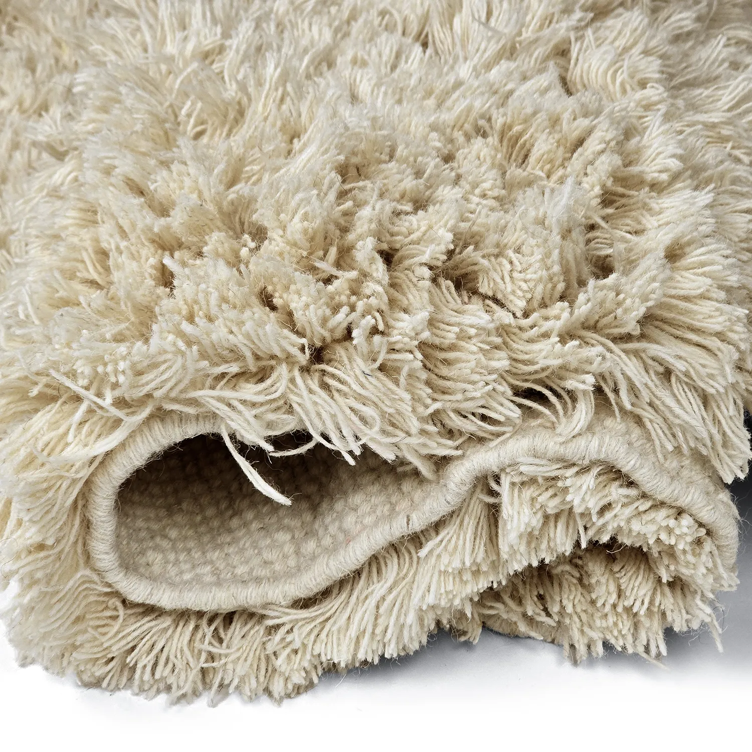 Pyöreät matot - Fassale Hand Woven Wool Shaggy (kerma)