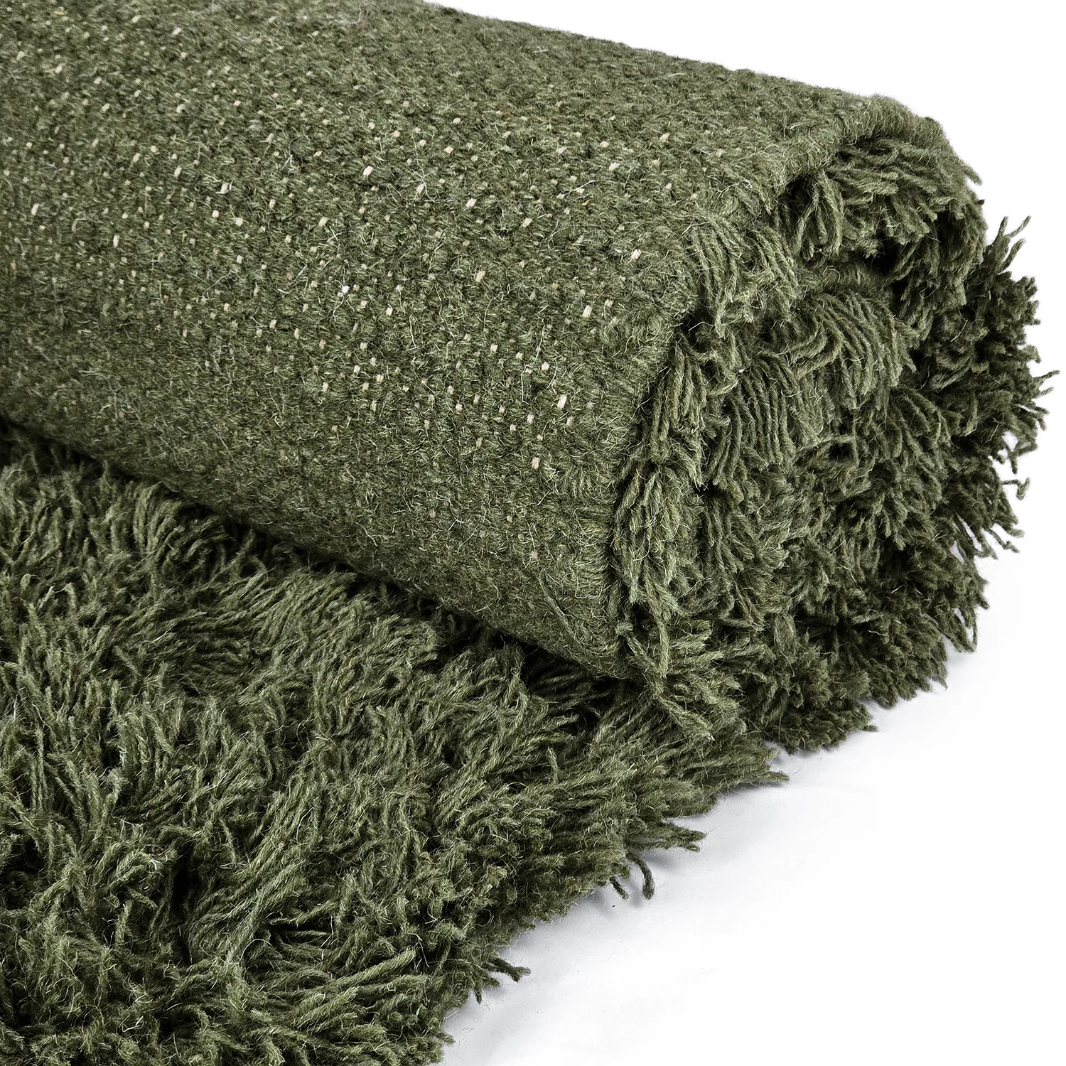 Ryijymatot - Fassale Hand Woven Wool Shaggy (sammaleen vihreä)
