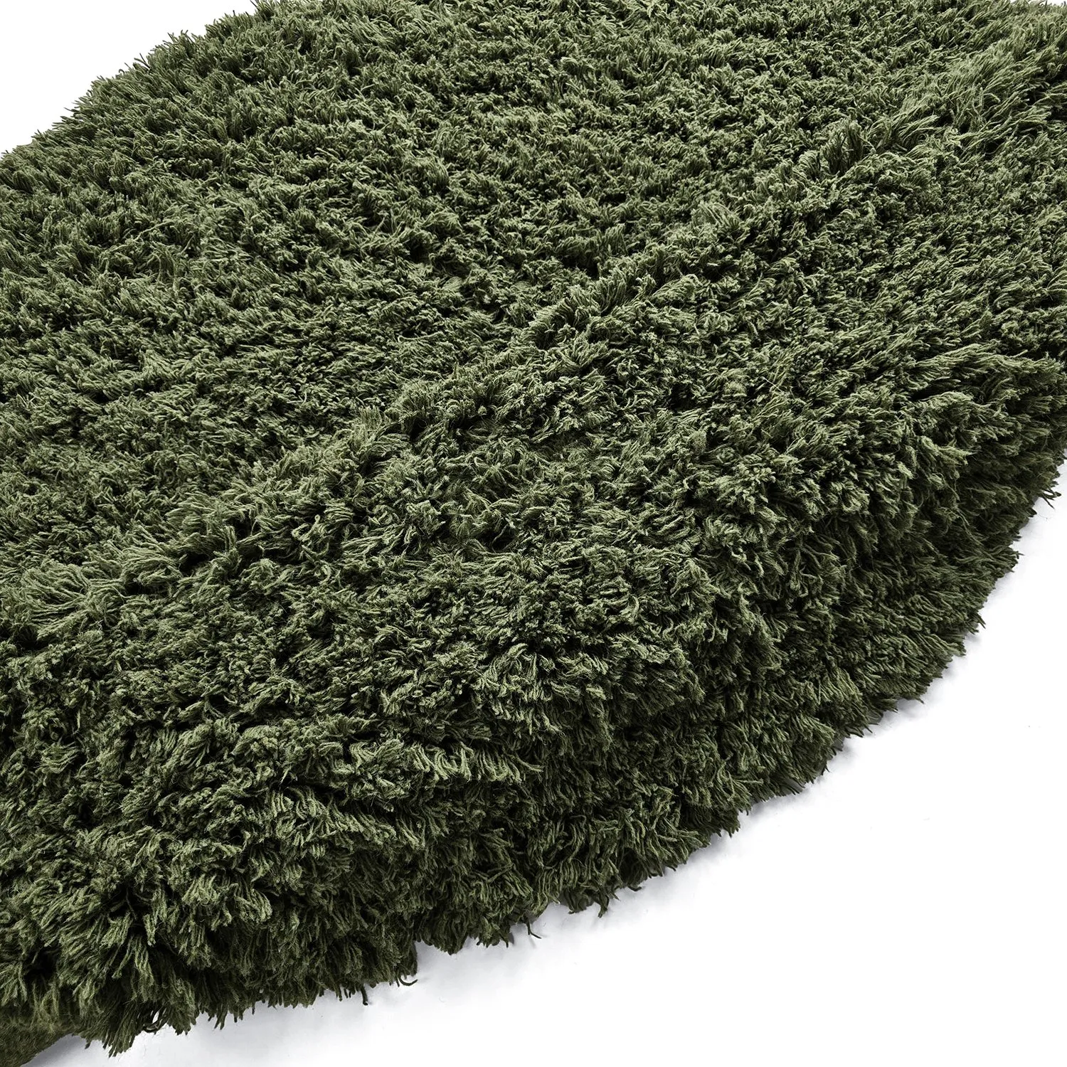 Pyöreät matot - Fassale Hand Woven Wool Shaggy (sammaleen vihreä)